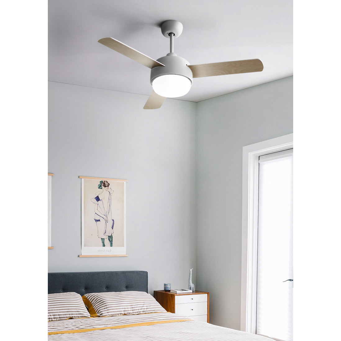 Velaee Nordic Macaron Metal Ceiling Fan Light - Lamp Copper