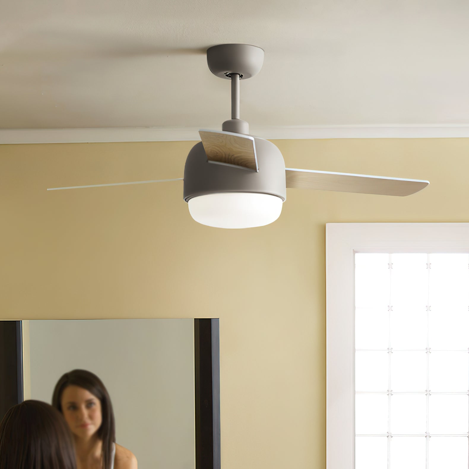 Velaee Nordic Macaron Metal Ceiling Fan Light - Lamp Copper