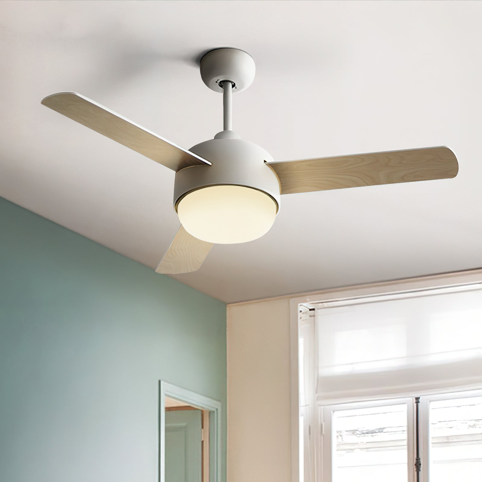 Velaee Nordic Macaron Metal Ceiling Fan Light - Lamp Copper