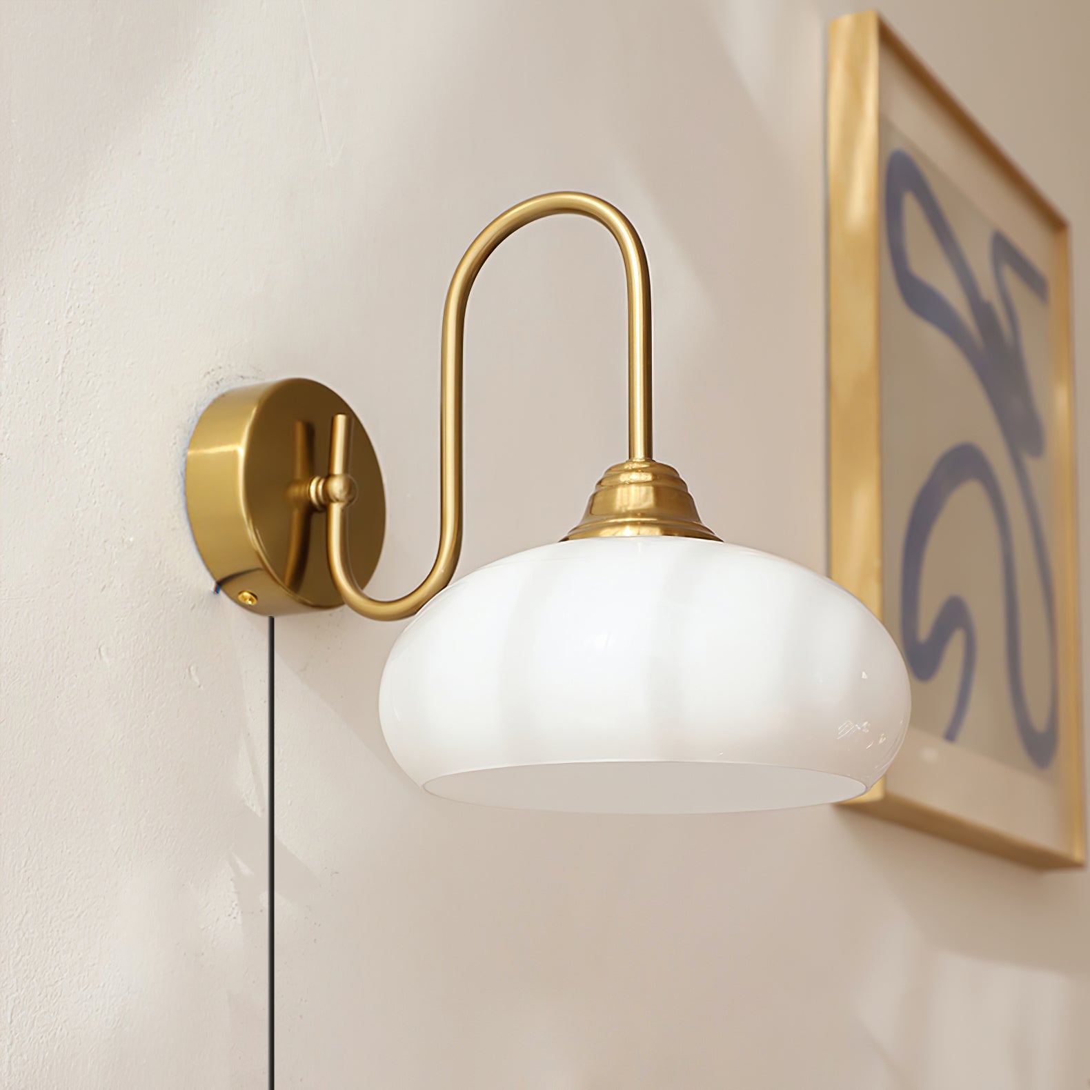 Ulsilia Premium Nordic Plug-in Metal Glass Wall Lamp - Lamp Copper