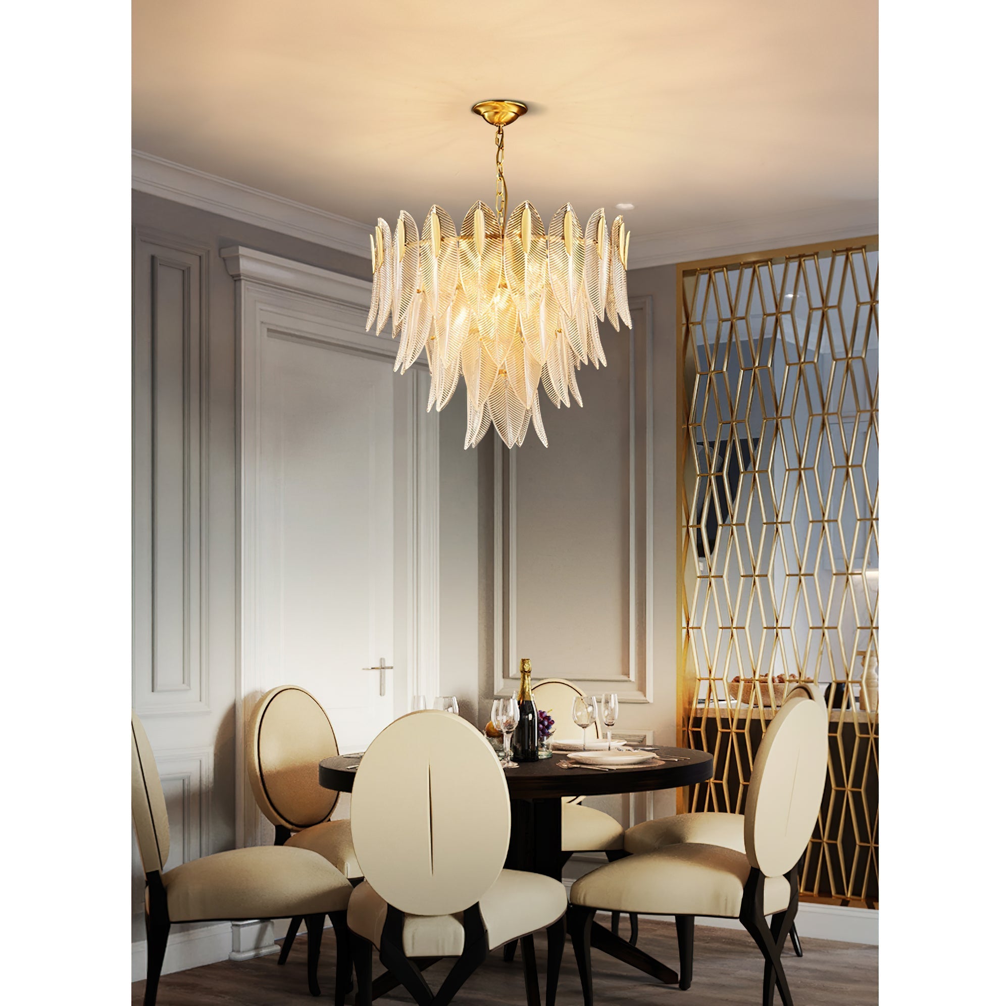 Ivthayra Postmodern Luxury Brass Glass Chandelier - Lamp Copper