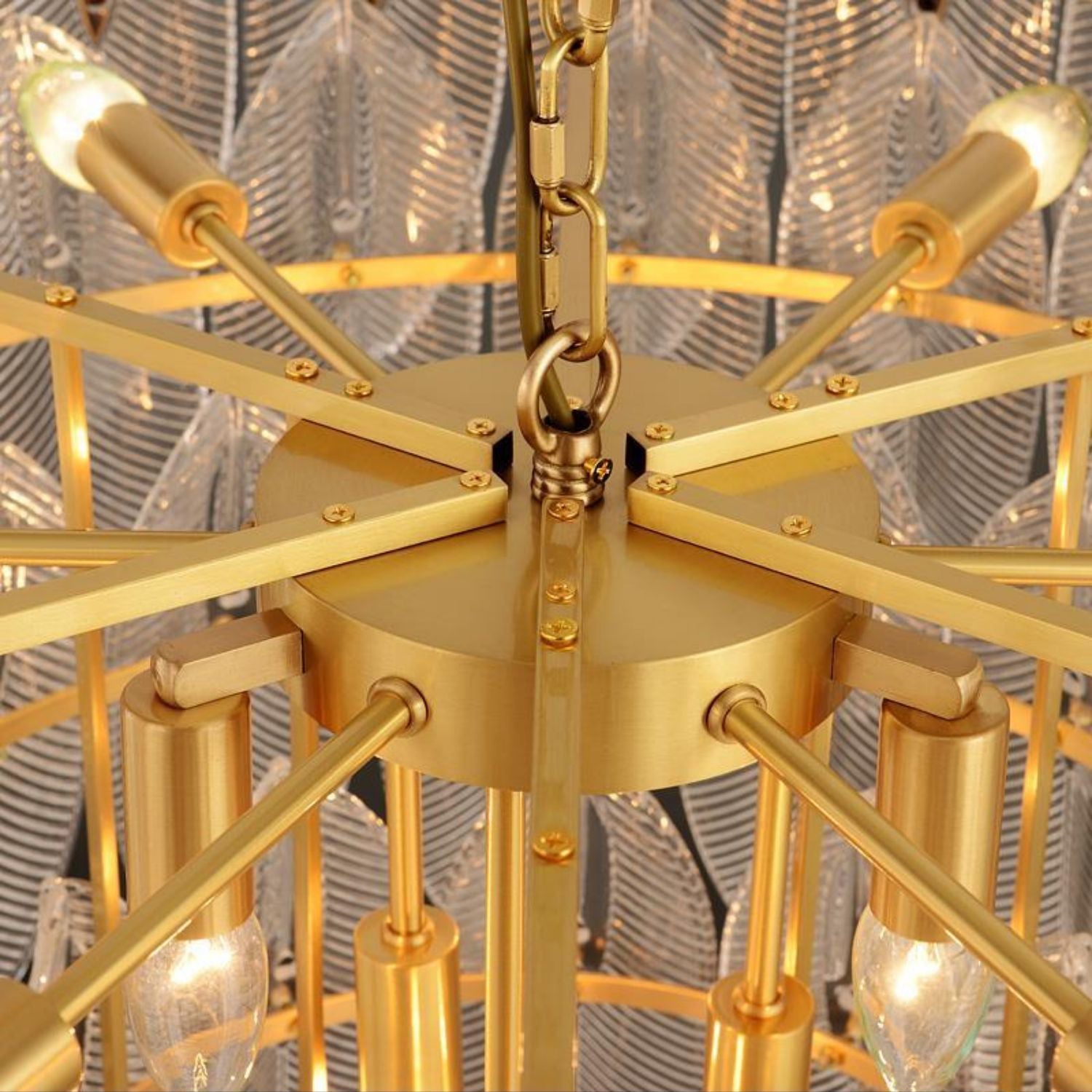 Ivthayra Postmodern Luxury Brass Glass Chandelier - Lamp Copper