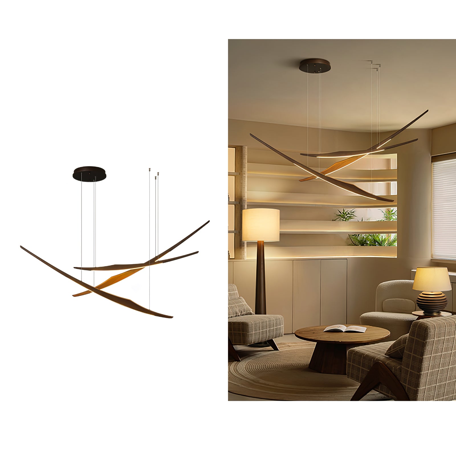 Skytrace Suspension Élégante Minimaliste en Bois