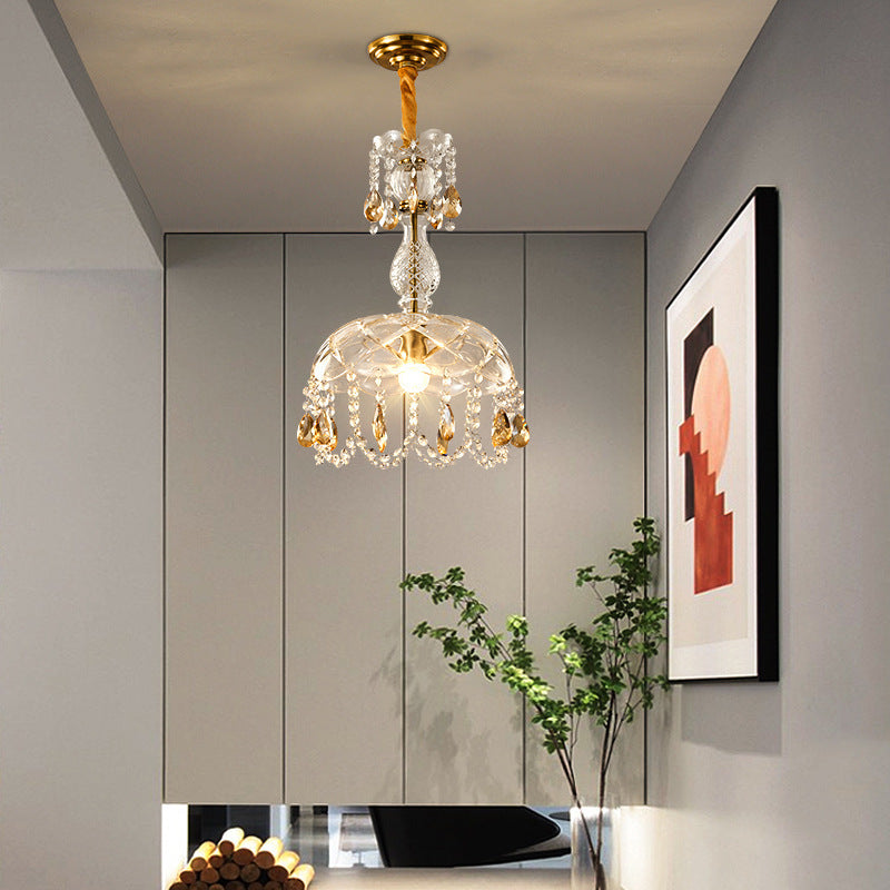 Kristy Rétro LED Cristal Rond Suspension Or Verre Chambre À Coucher