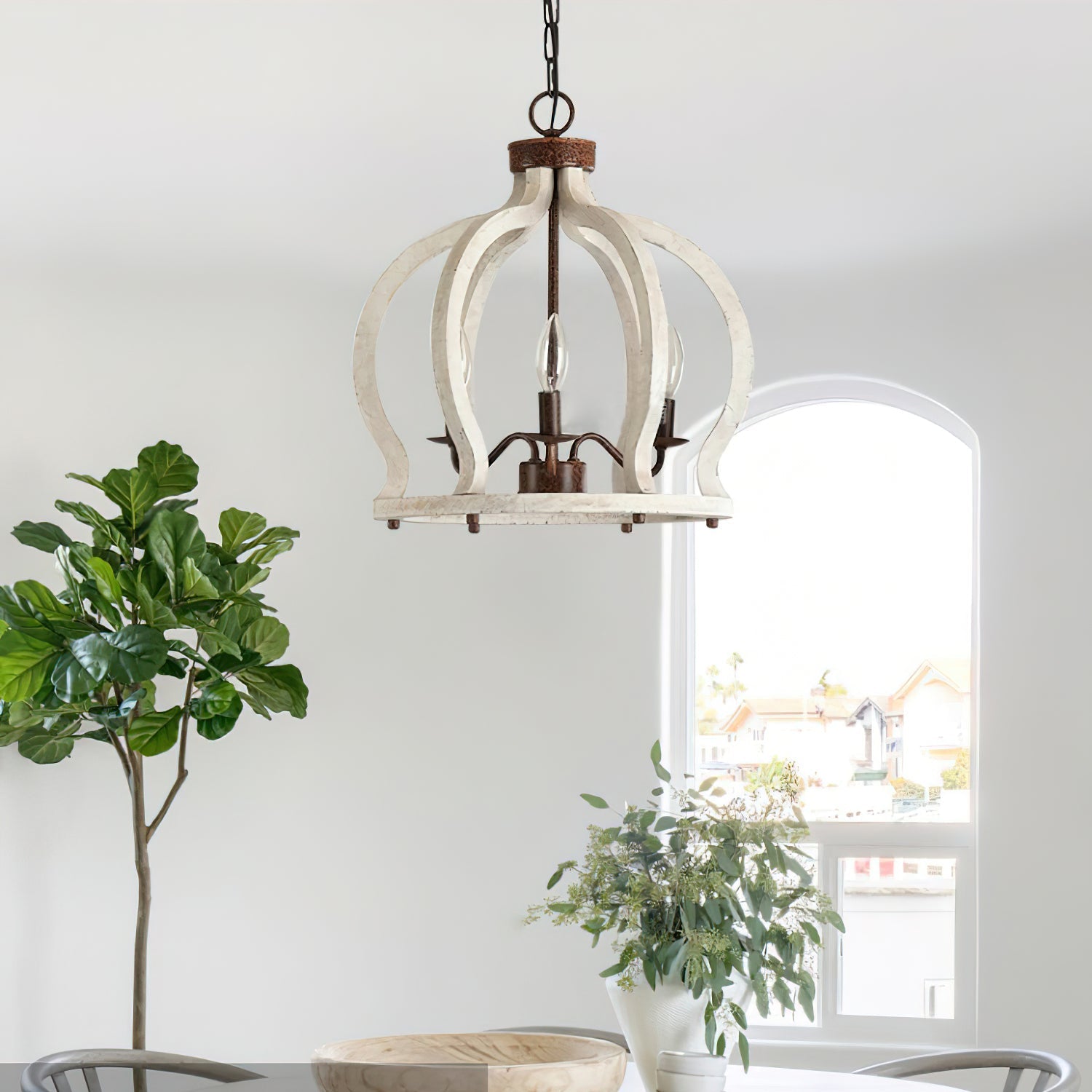 Vivinir Vintage Industrial Aura Farmhouse Wooden Metal Pendant Lamp - Lamp Copper