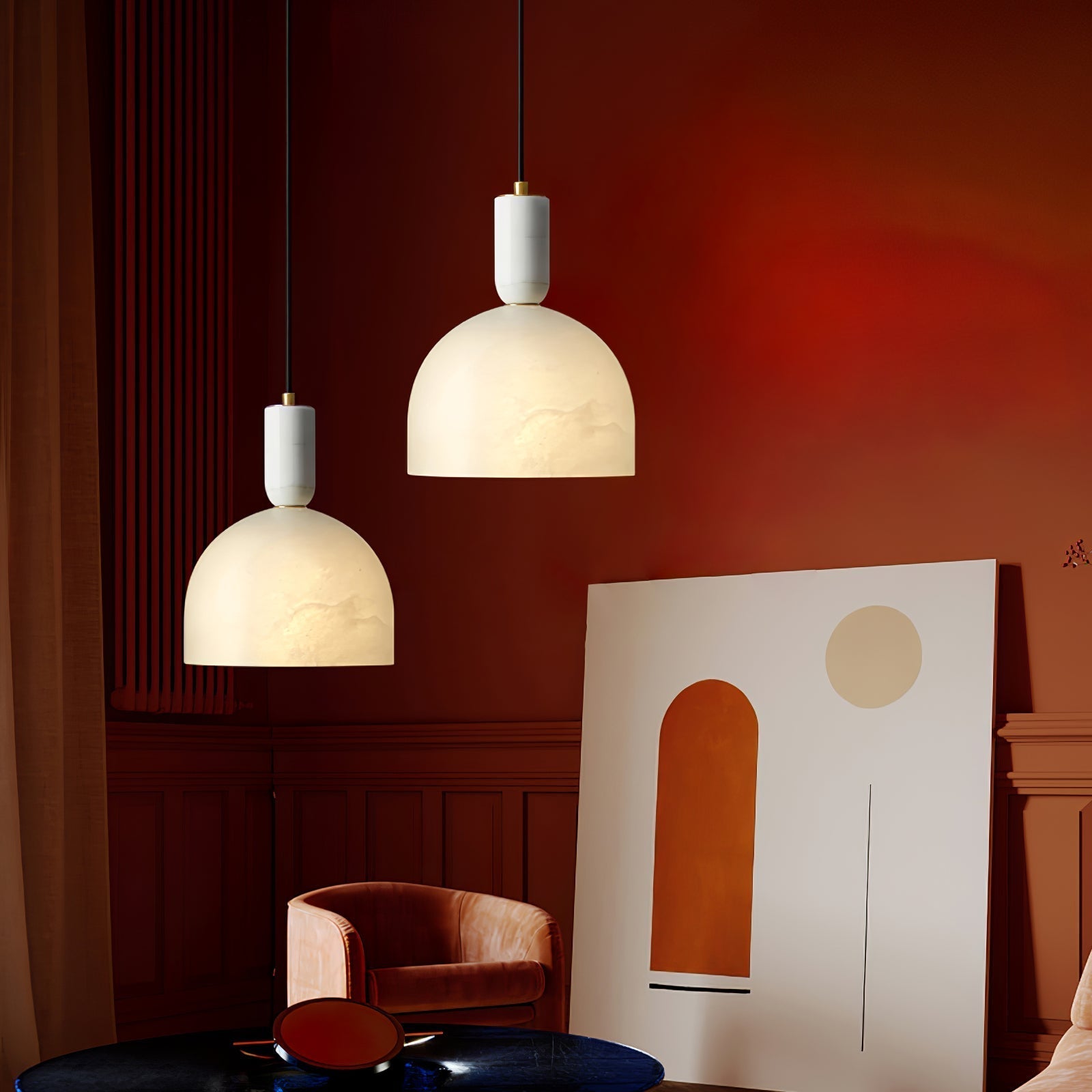 Ulcaris Modern Minimalist Alabaster Pendnat Light - Lamp Copper