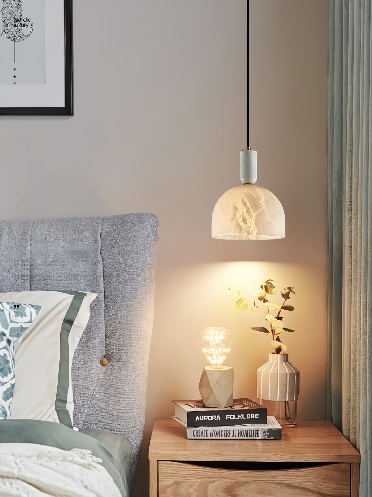 Ulcaris Modern Minimalist Alabaster Pendnat Light - Lamp Copper