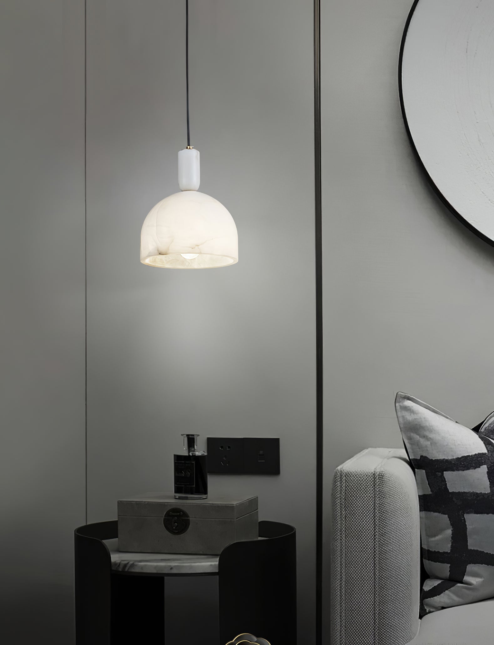 Ulcaris Modern Minimalist Alabaster Pendnat Light - Lamp Copper