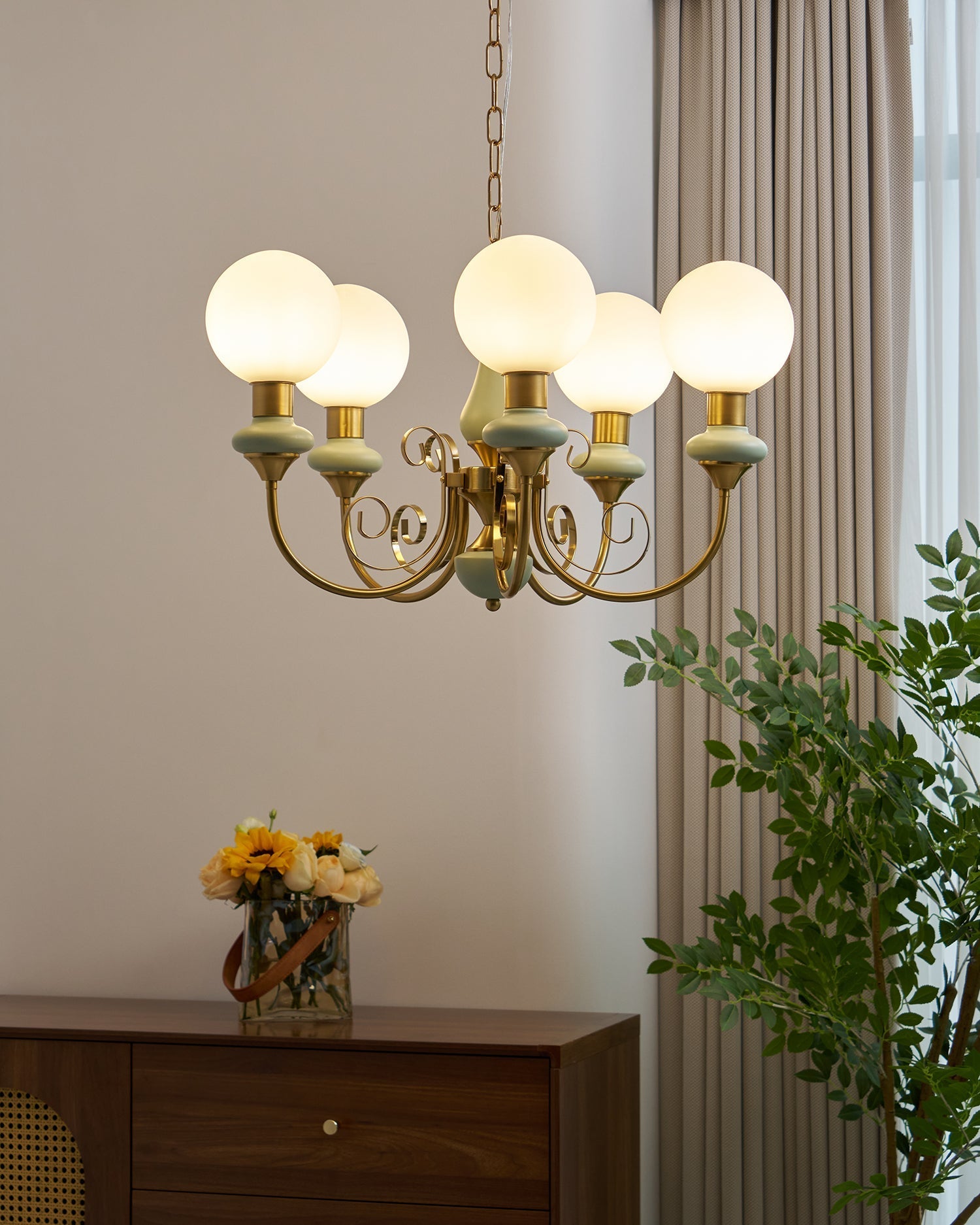 Evsolia Premium Nordic Art Onyx Glass Chandelier - Lamp Copper