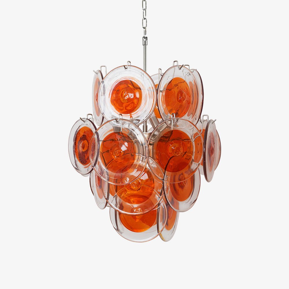 Aurora Chandelier Orange Murano Glass Disc Layered - Letslighting