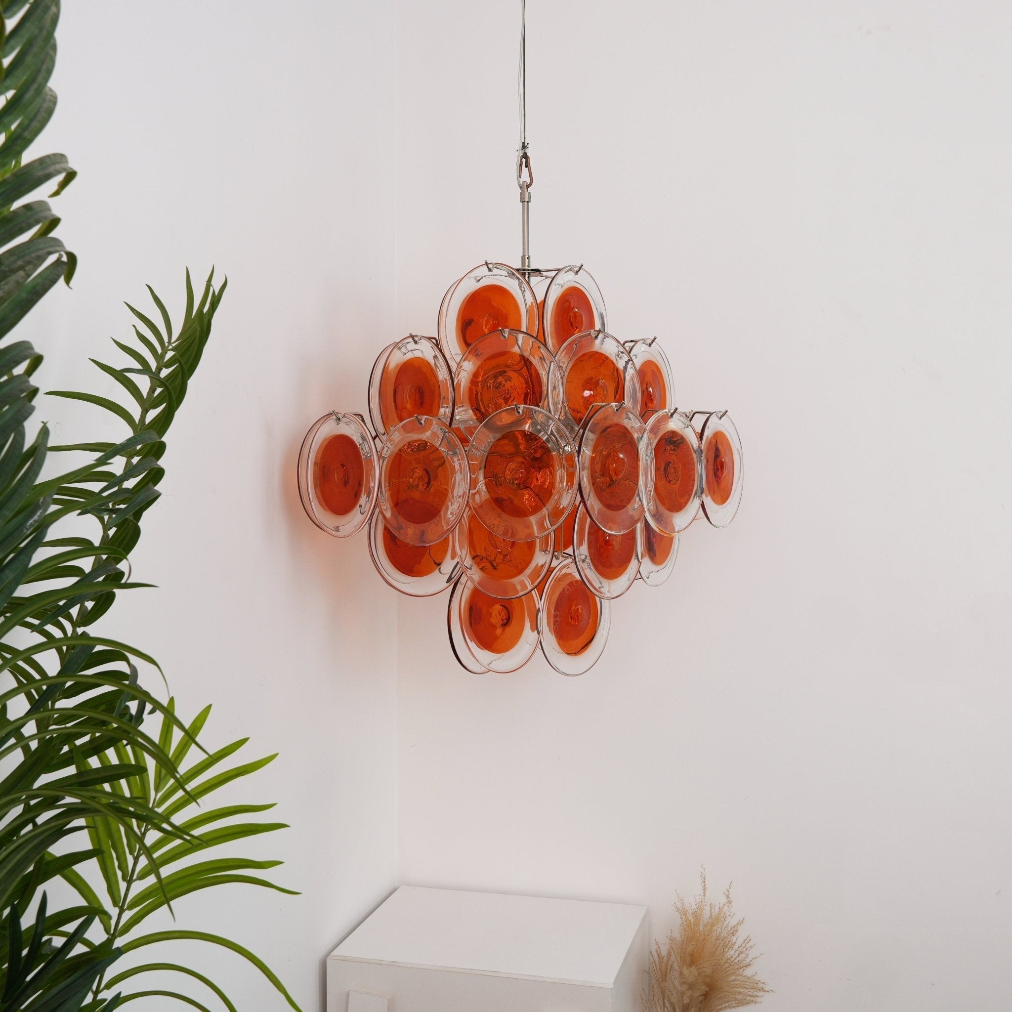 Aurora Chandelier Orange Murano Glass Disc Layered - Letslighting