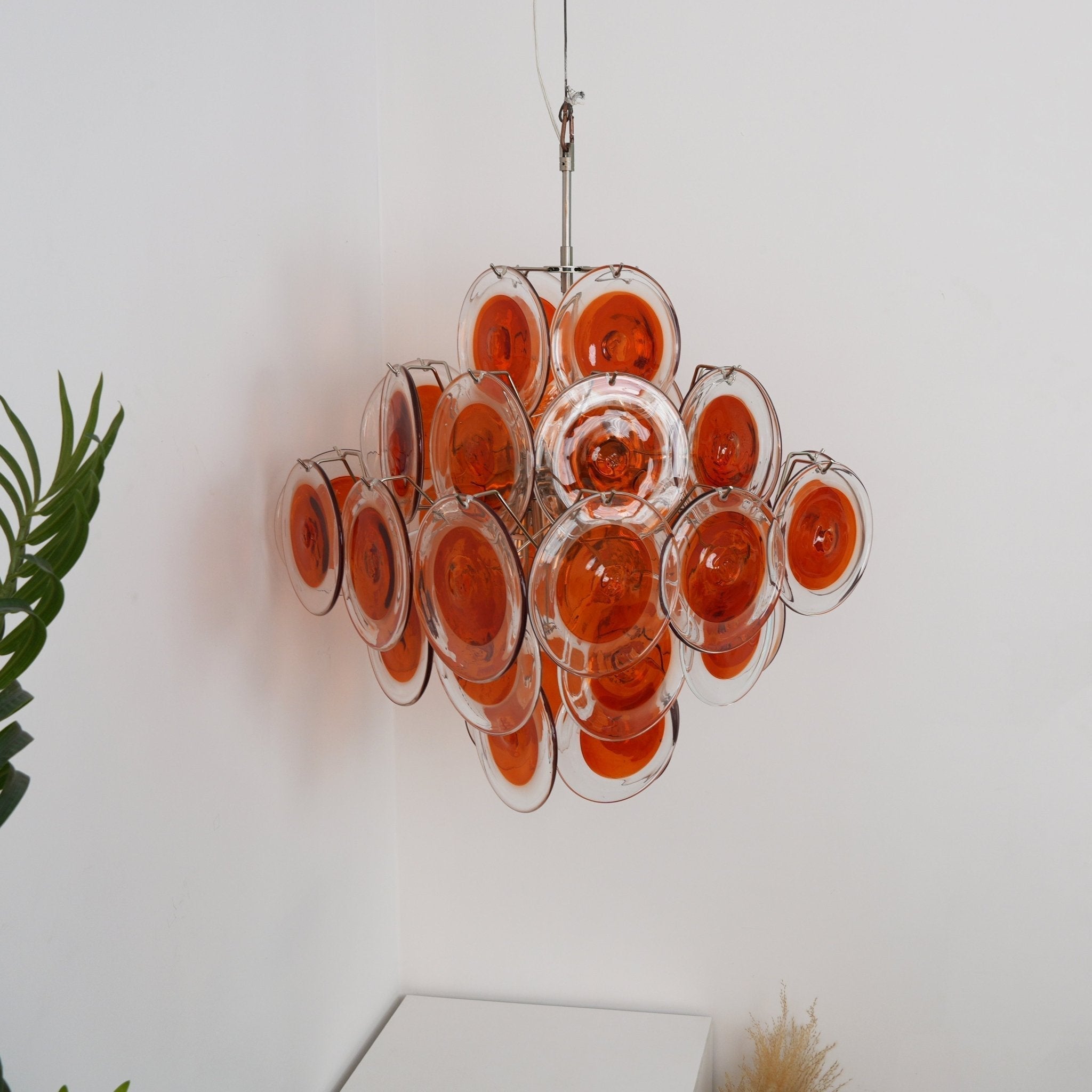 Aurora Chandelier Orange Murano Glass Disc Layered - Letslighting