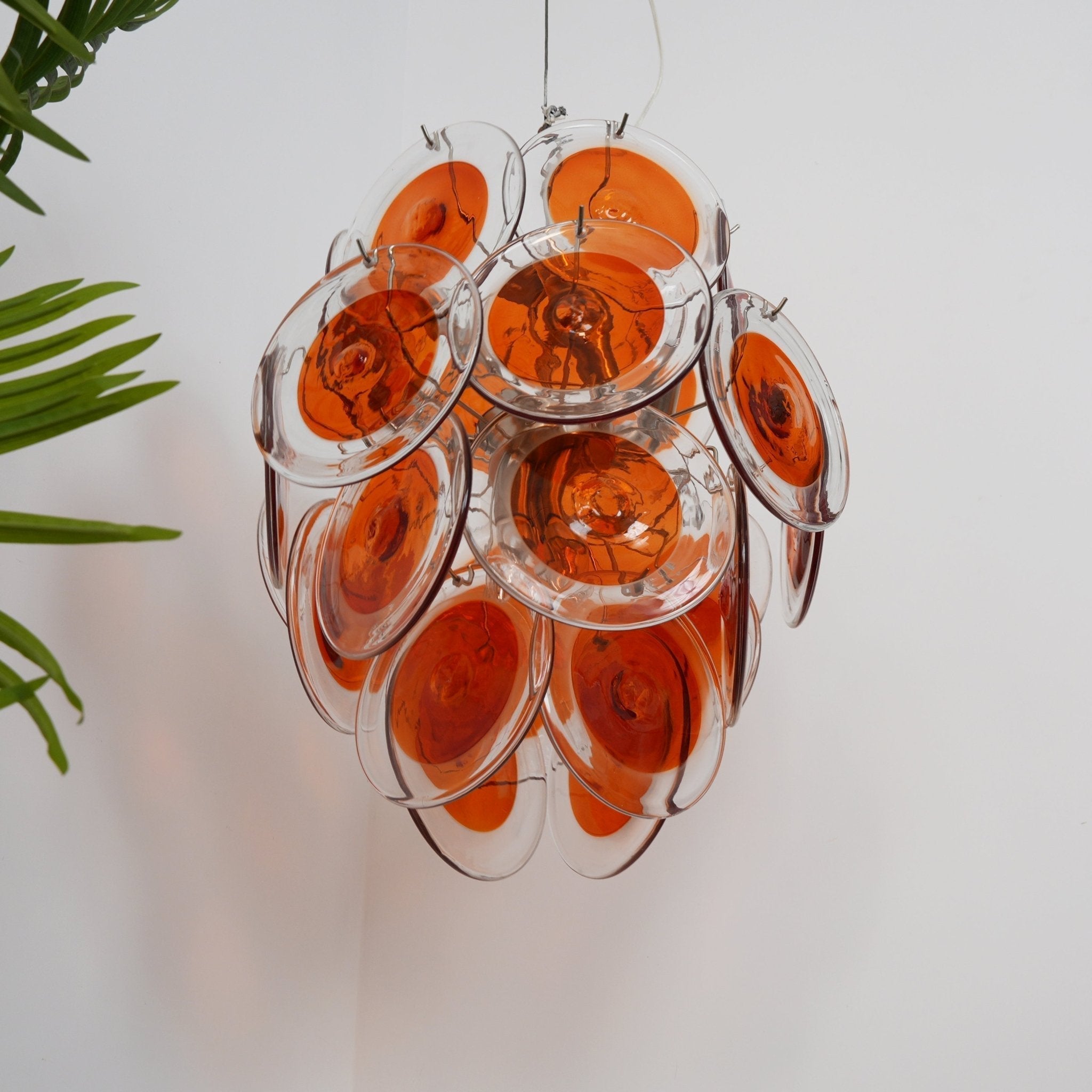 Aurora Chandelier Orange Murano Glass Disc Layered - Letslighting