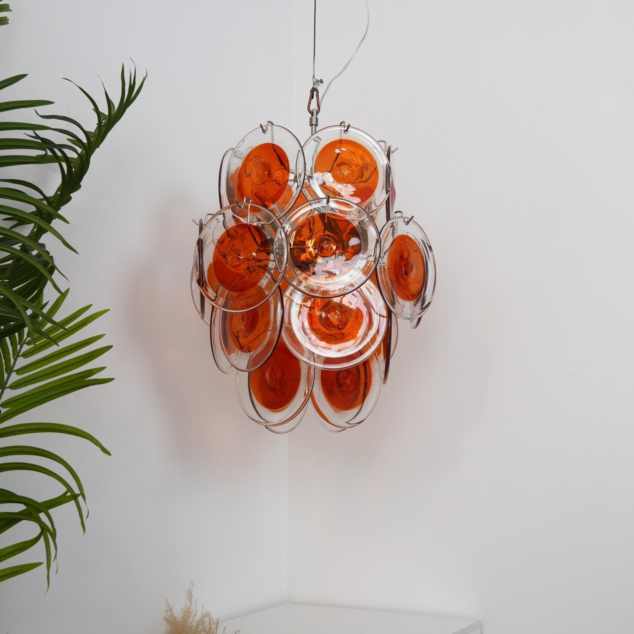Aurora Chandelier Orange Murano Glass Disc Layered - Letslighting