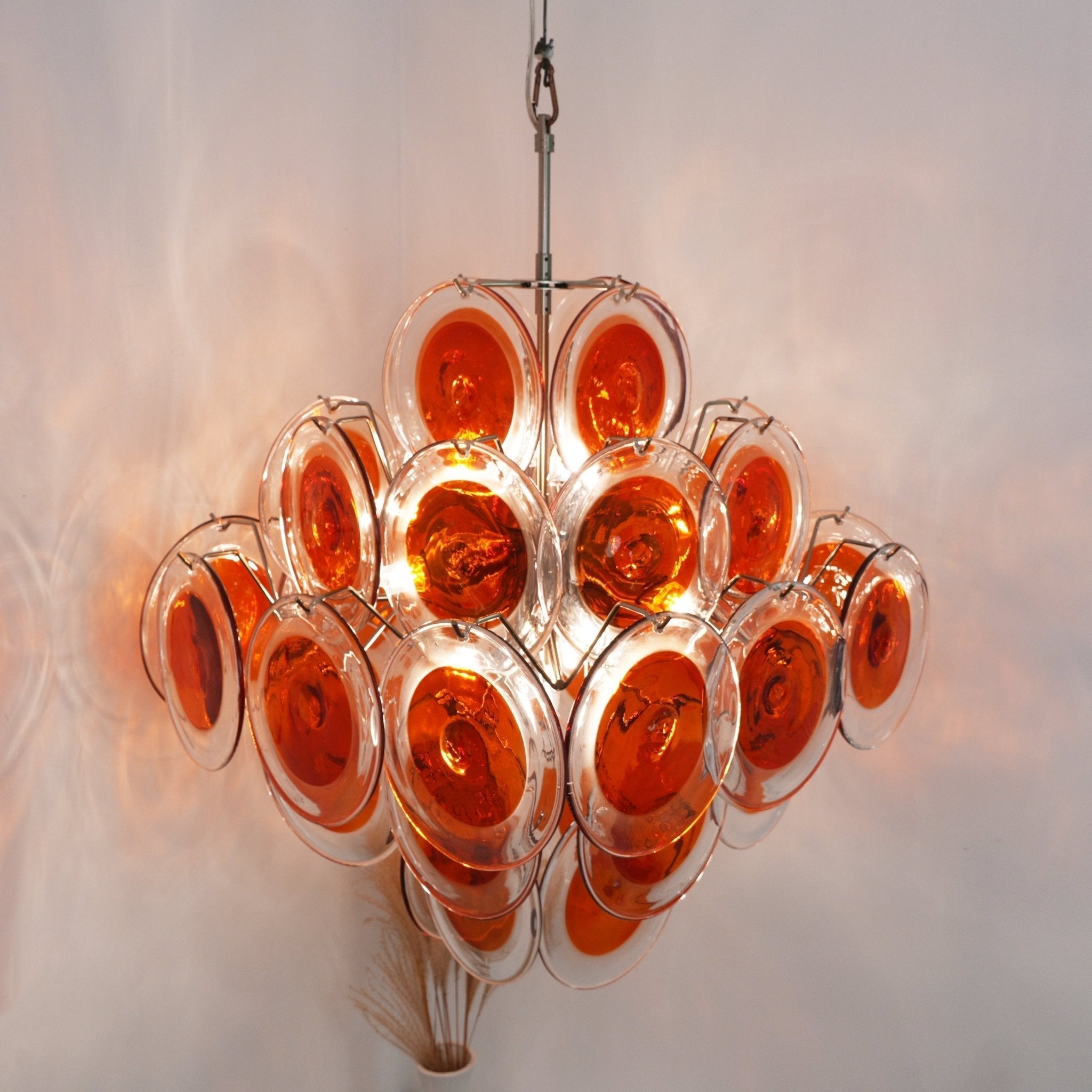 Aurora Chandelier Orange Murano Glass Disc Layered - Letslighting