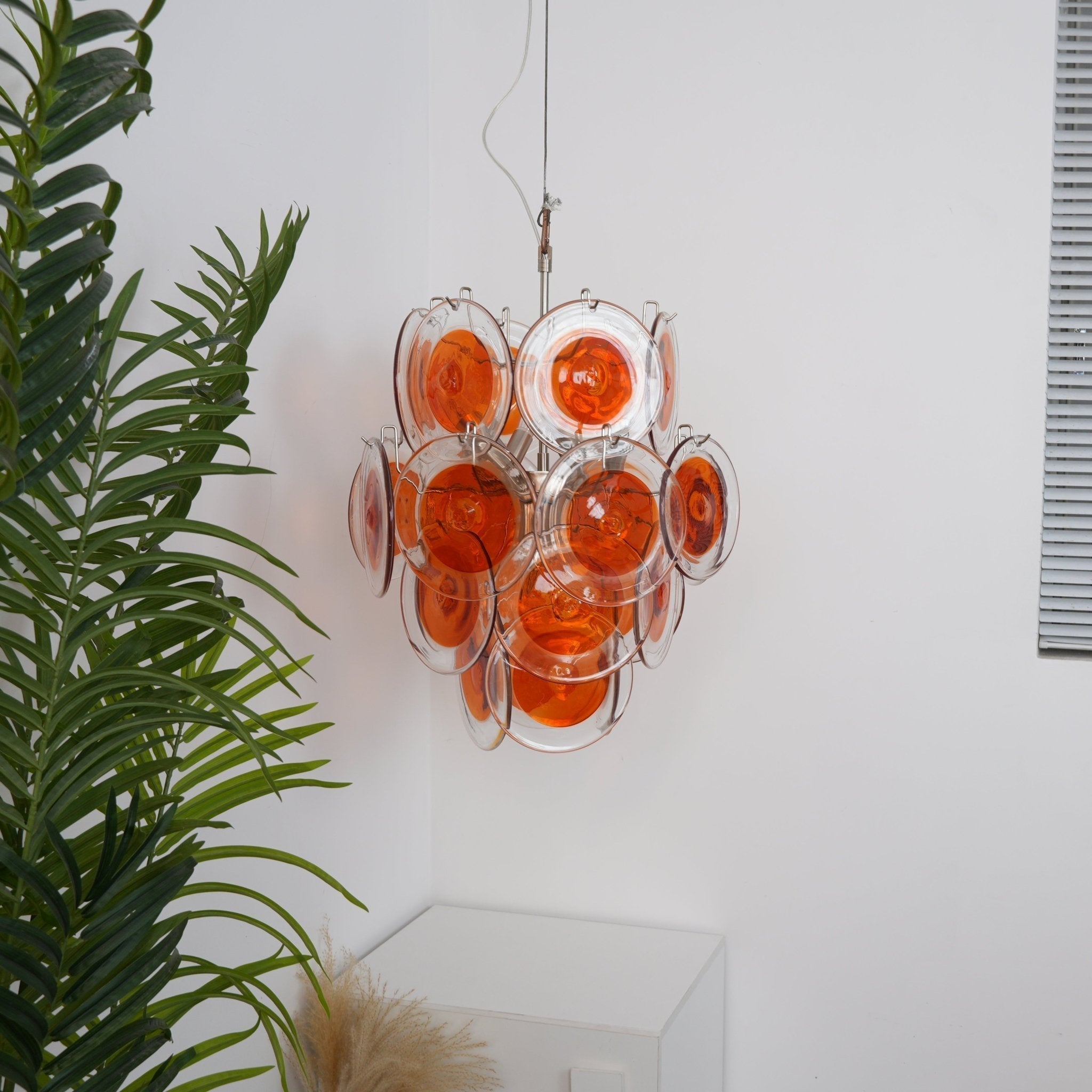 Aurora Chandelier Orange Murano Glass Disc Layered - Letslighting