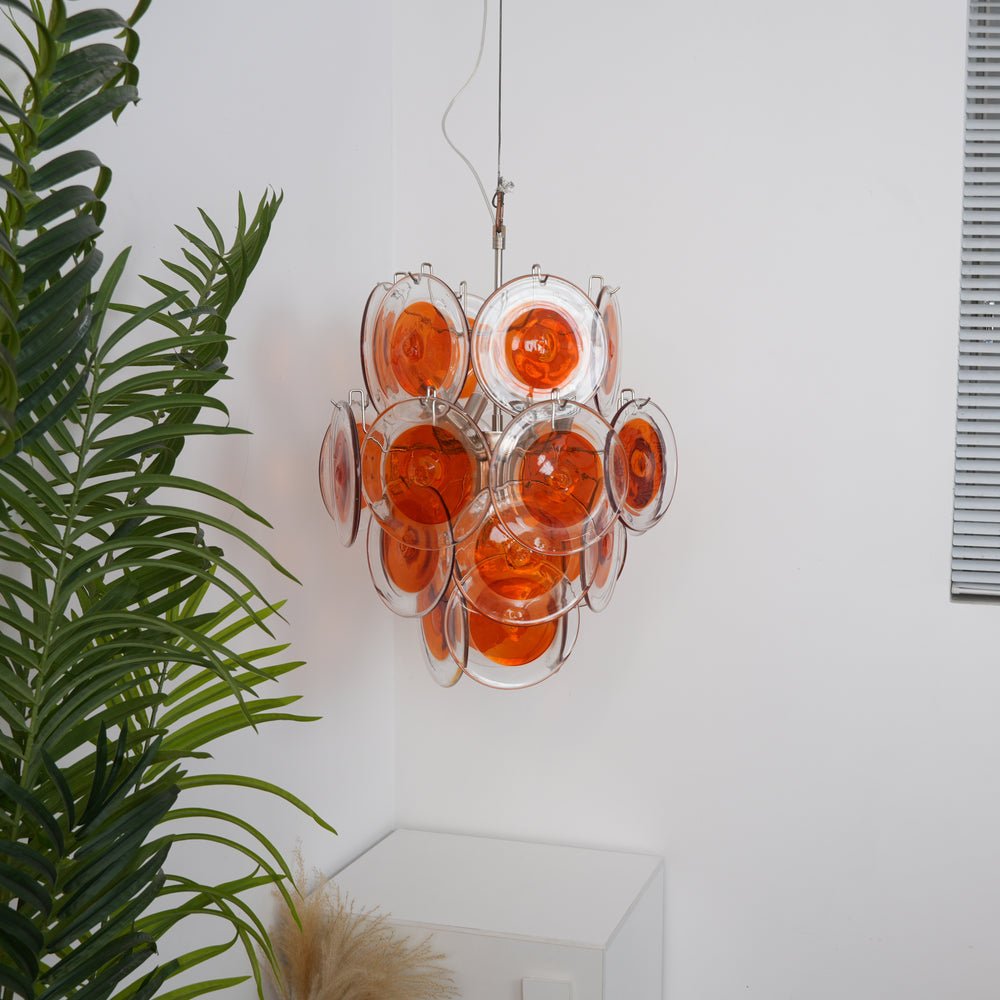 Aurora Chandelier Orange Murano Glass Disc Layered - Letslighting