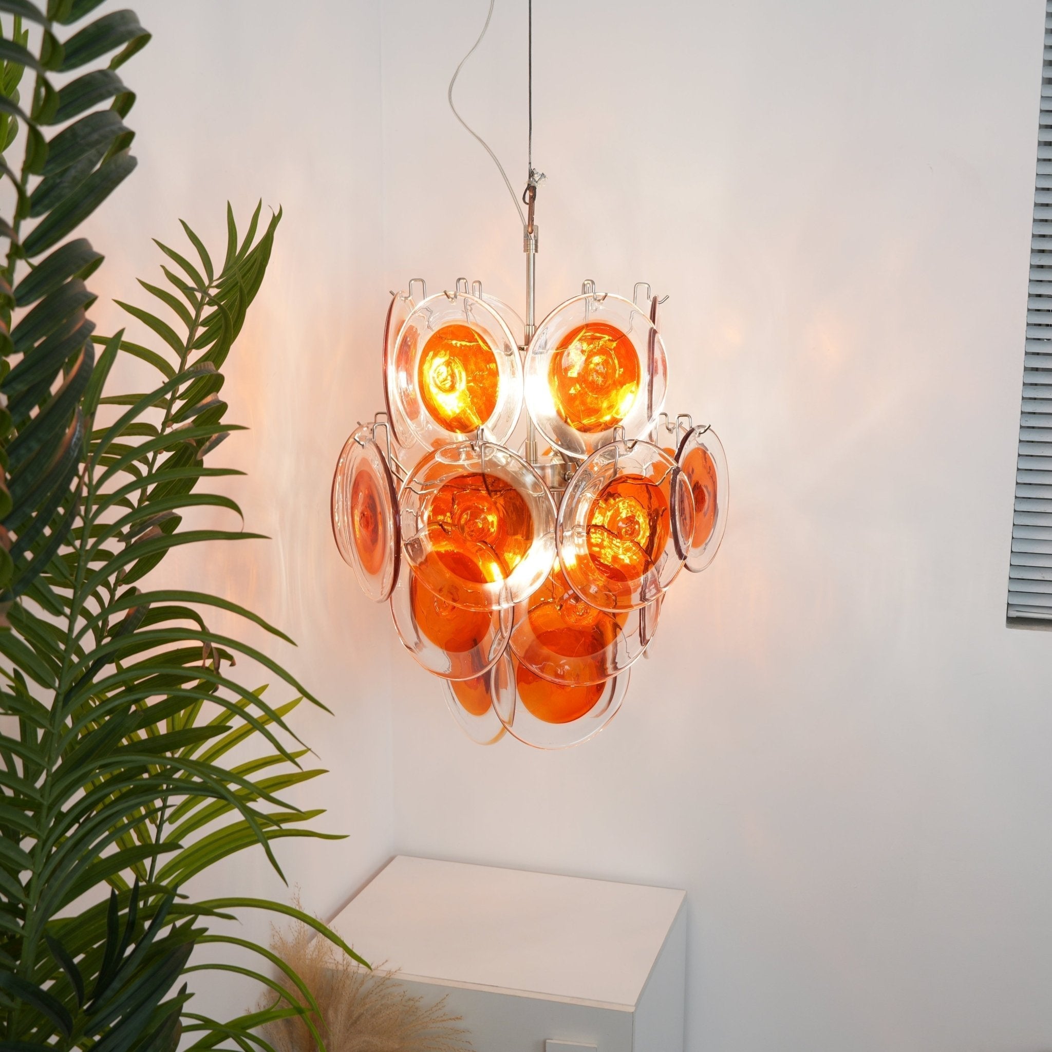 Aurora Chandelier Orange Murano Glass Disc Layered - Letslighting