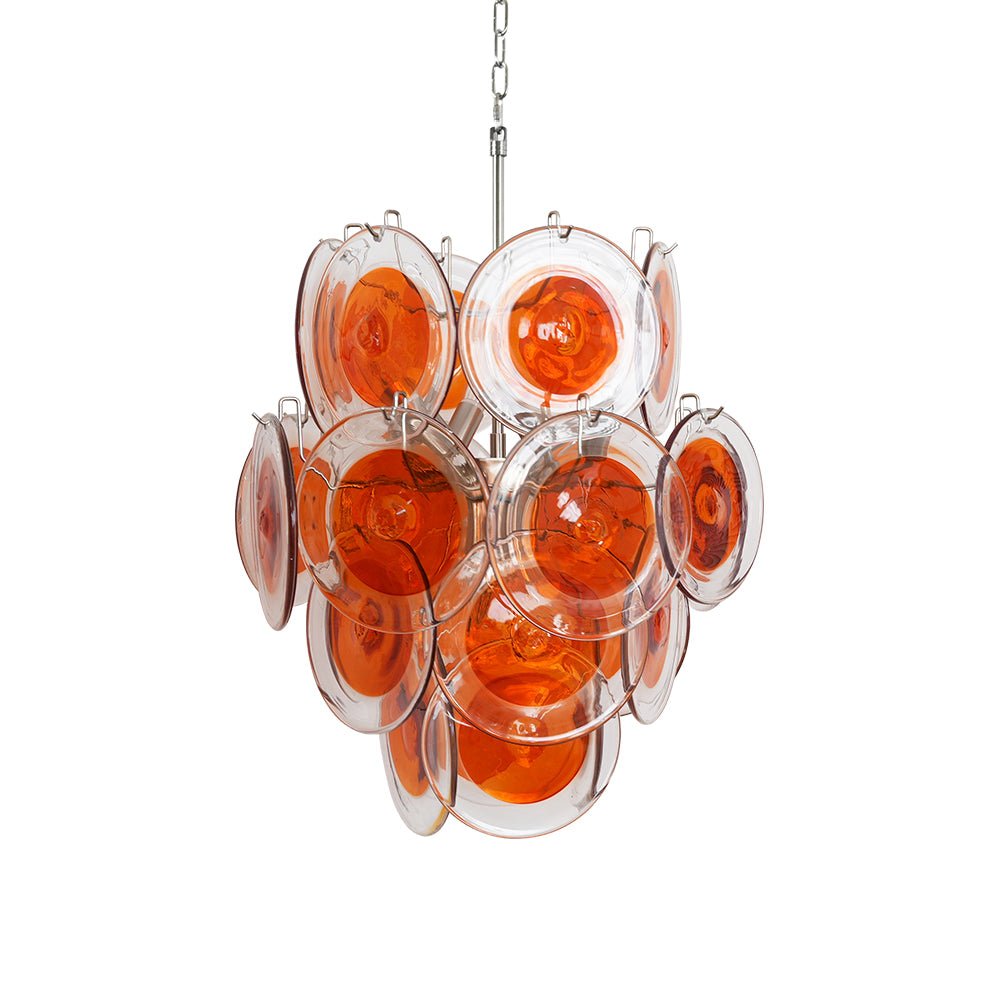 Aurora Chandelier Orange Murano Glass Disc Layered - Letslighting