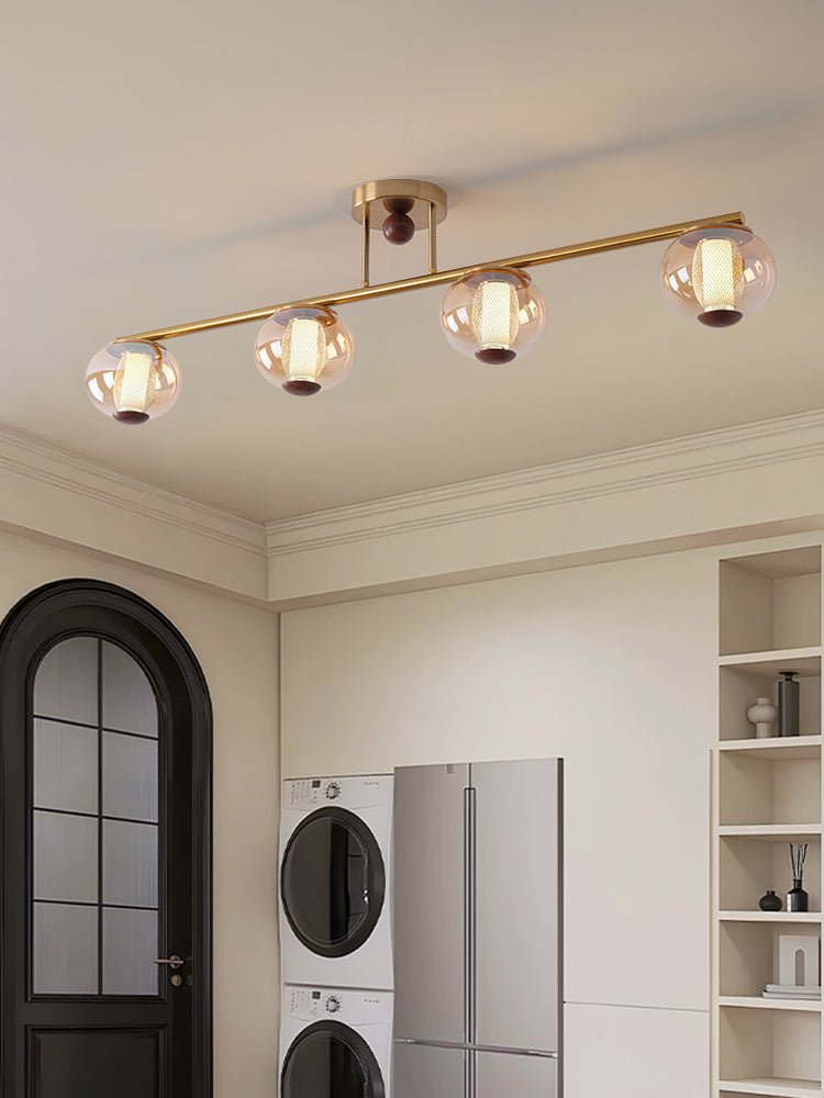 Orbis Quartet Wood Glass Ceiling Lamp