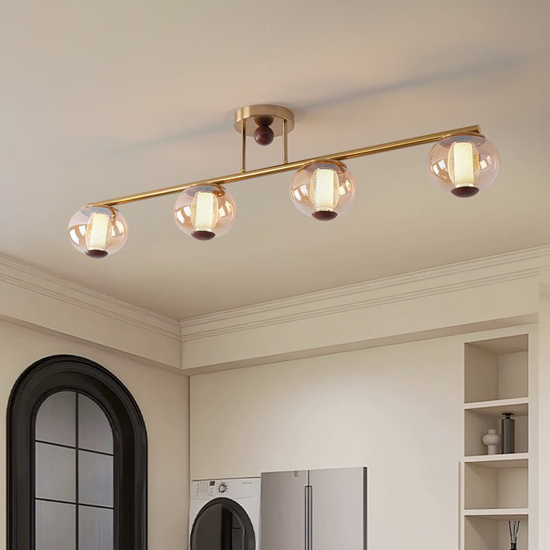 Orbis Quartet Wood Glass Ceiling Lamp