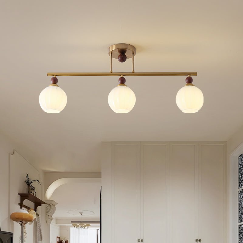 Orbis Quartet Wood Glass Ceiling Lamp