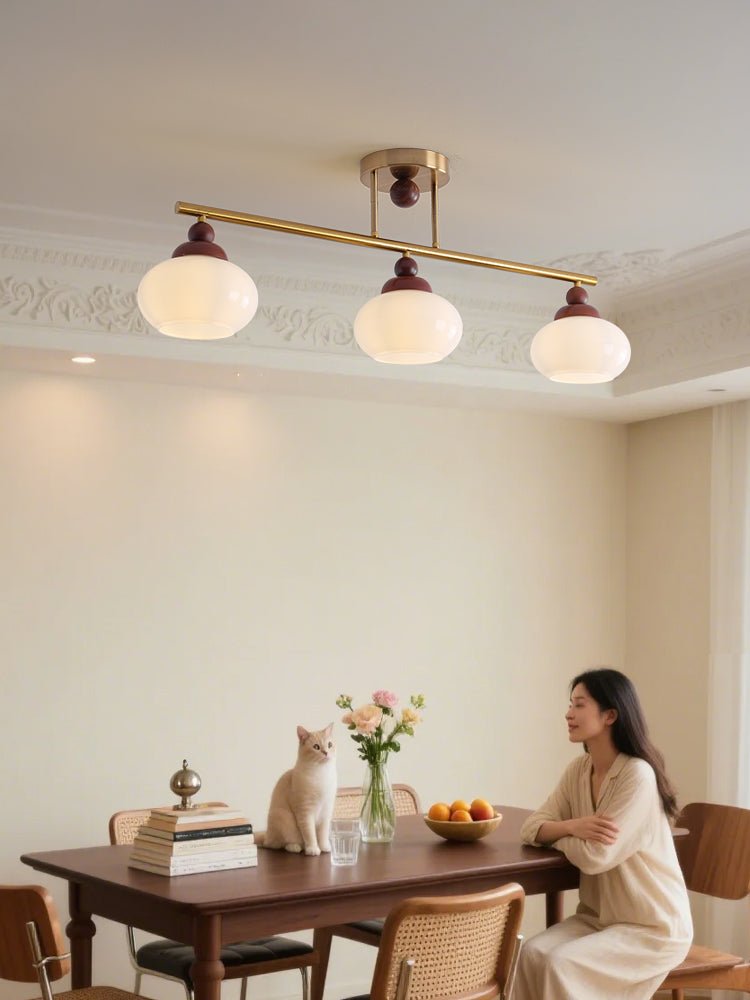 Orbis Quartet Wood Glass Ceiling Lamp