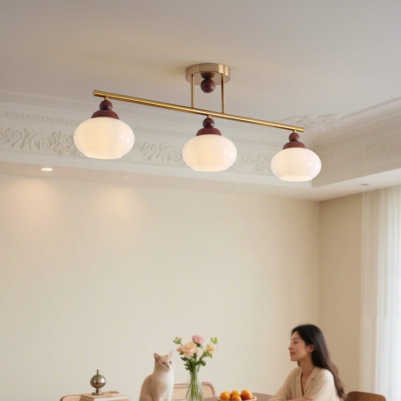 Orbis Quartet Wood Glass Ceiling Lamp