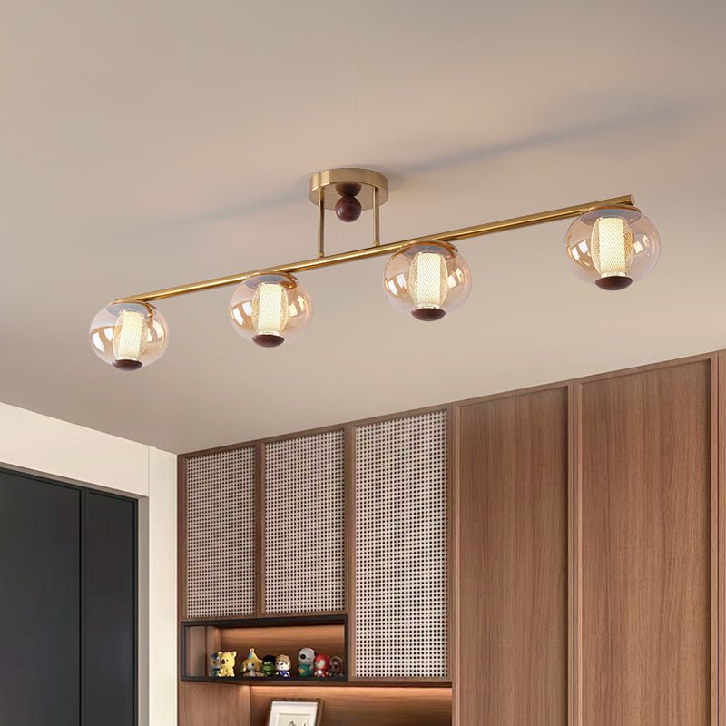 Orbis Quartet Wood Glass Ceiling Lamp