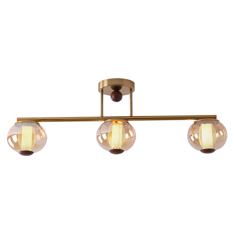 Orbis Quartet Wood Glass Ceiling Lamp