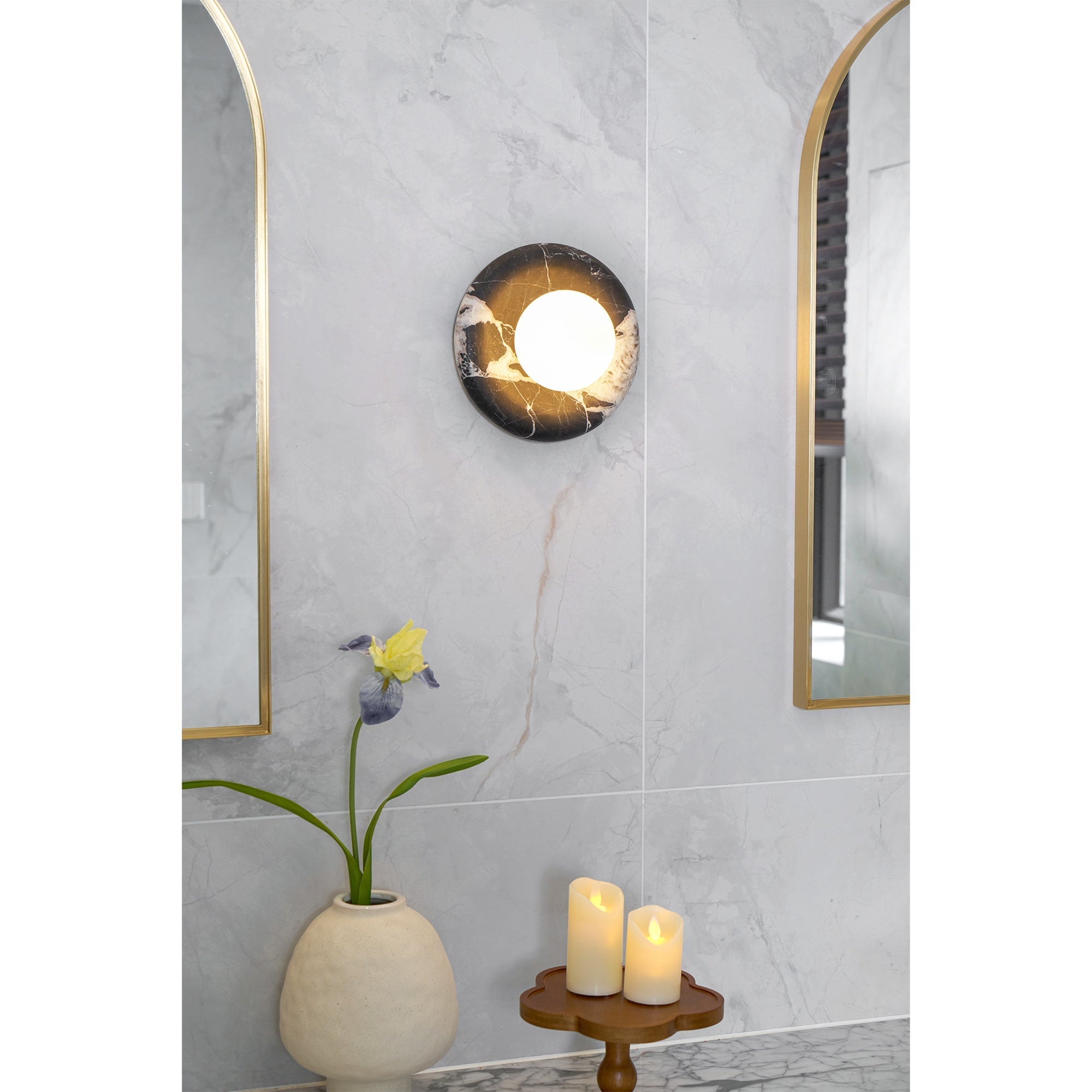 Uvinos Modern Minimalist Black Marble Sconce Wall Lamp - Lamp Copper
