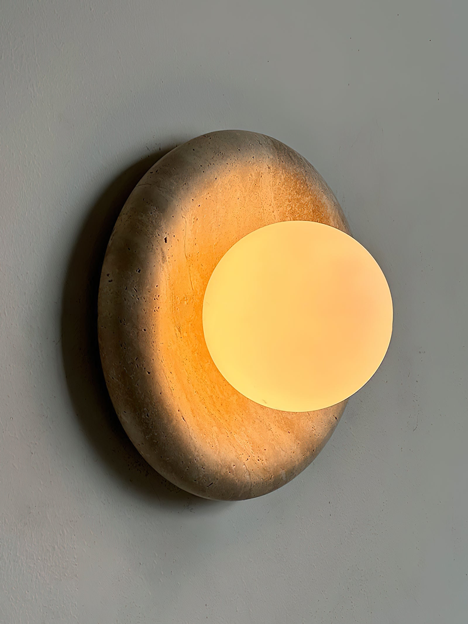 Orli Modern Minimalist Travertine Sconce Wall Lamp - Lamp Copper