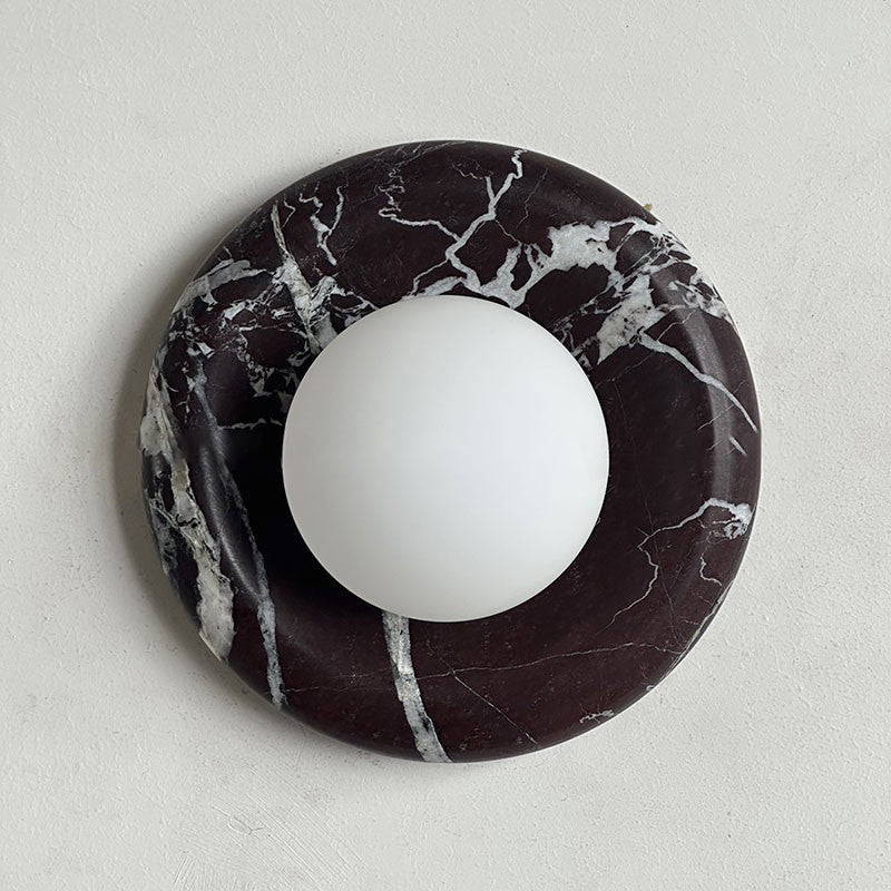 Uzorionis Nordic Art Deep Purple Red Glass Marble Sconce Wall Lamp - Lamp Copper