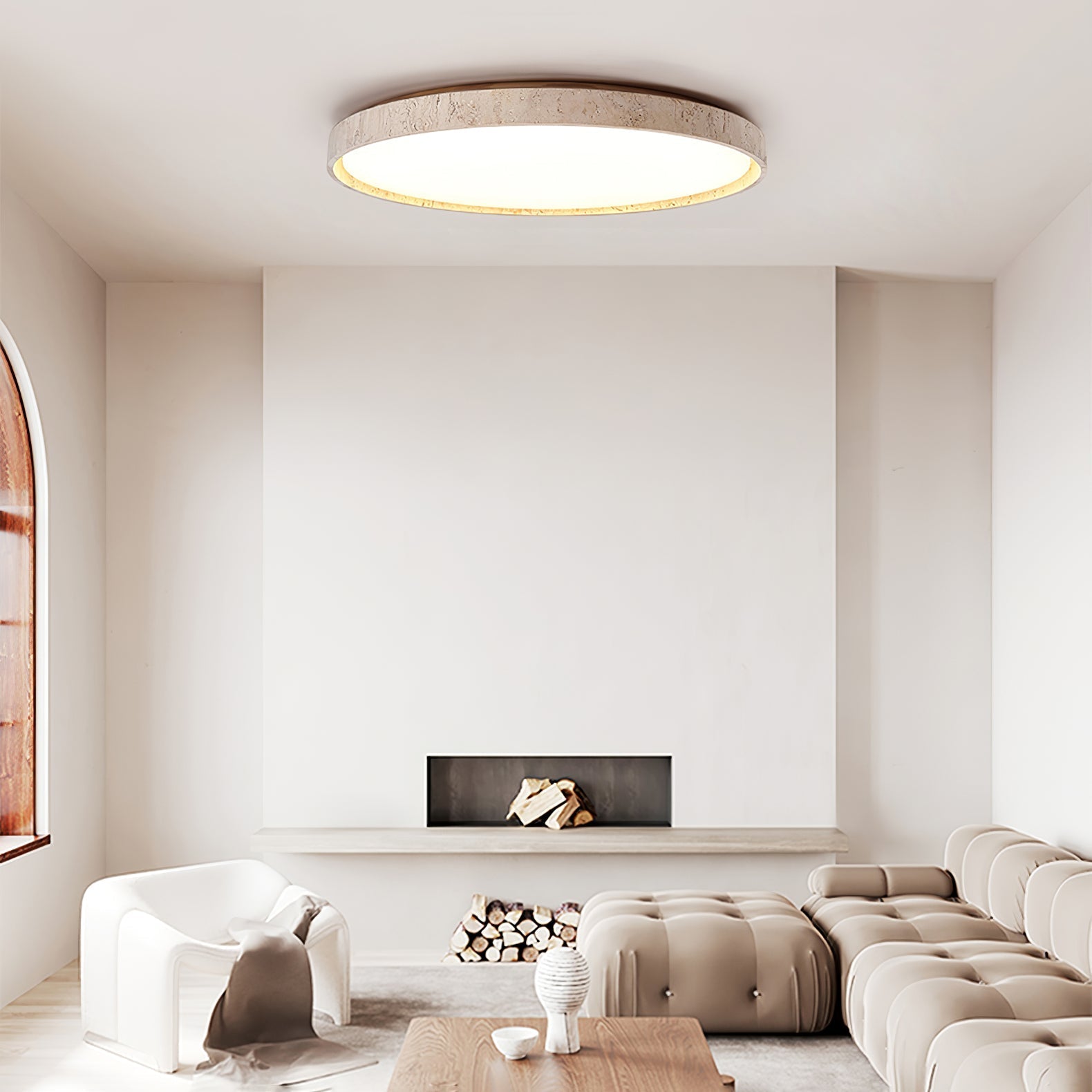 Kathy Travertine Round Ceiling Light - Letslighting
