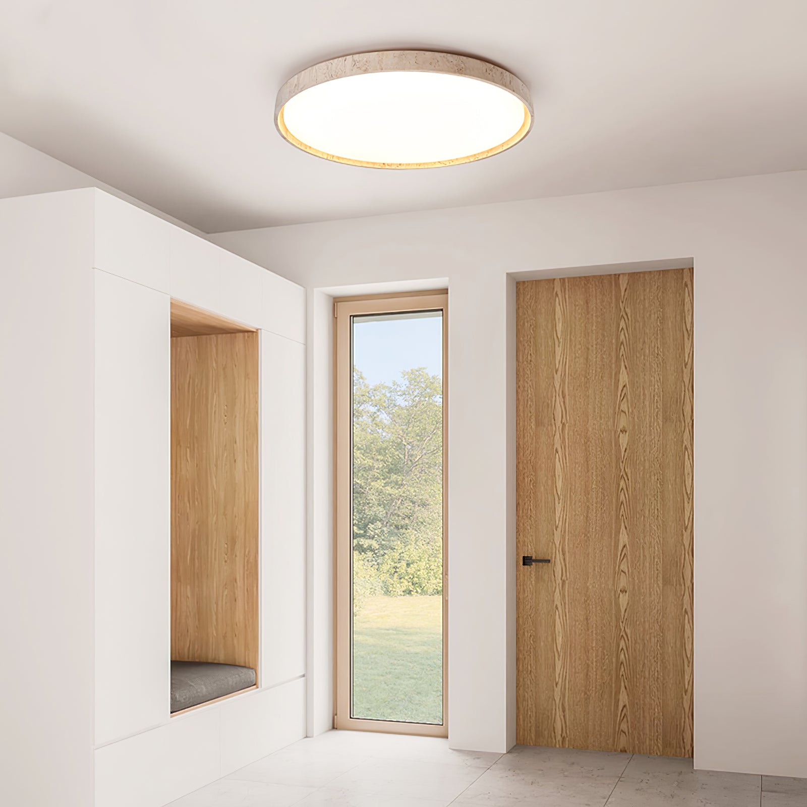Kathy Travertine Round Ceiling Light - Letslighting