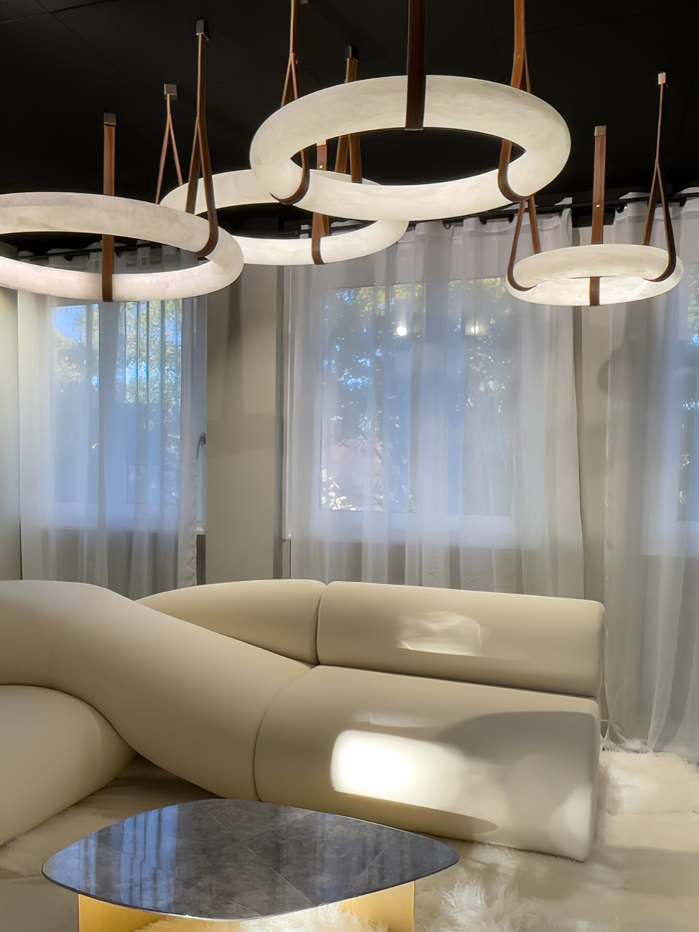 Culiris Modern Minimalist Brown Alabaster Chandelier - Lamp Copper