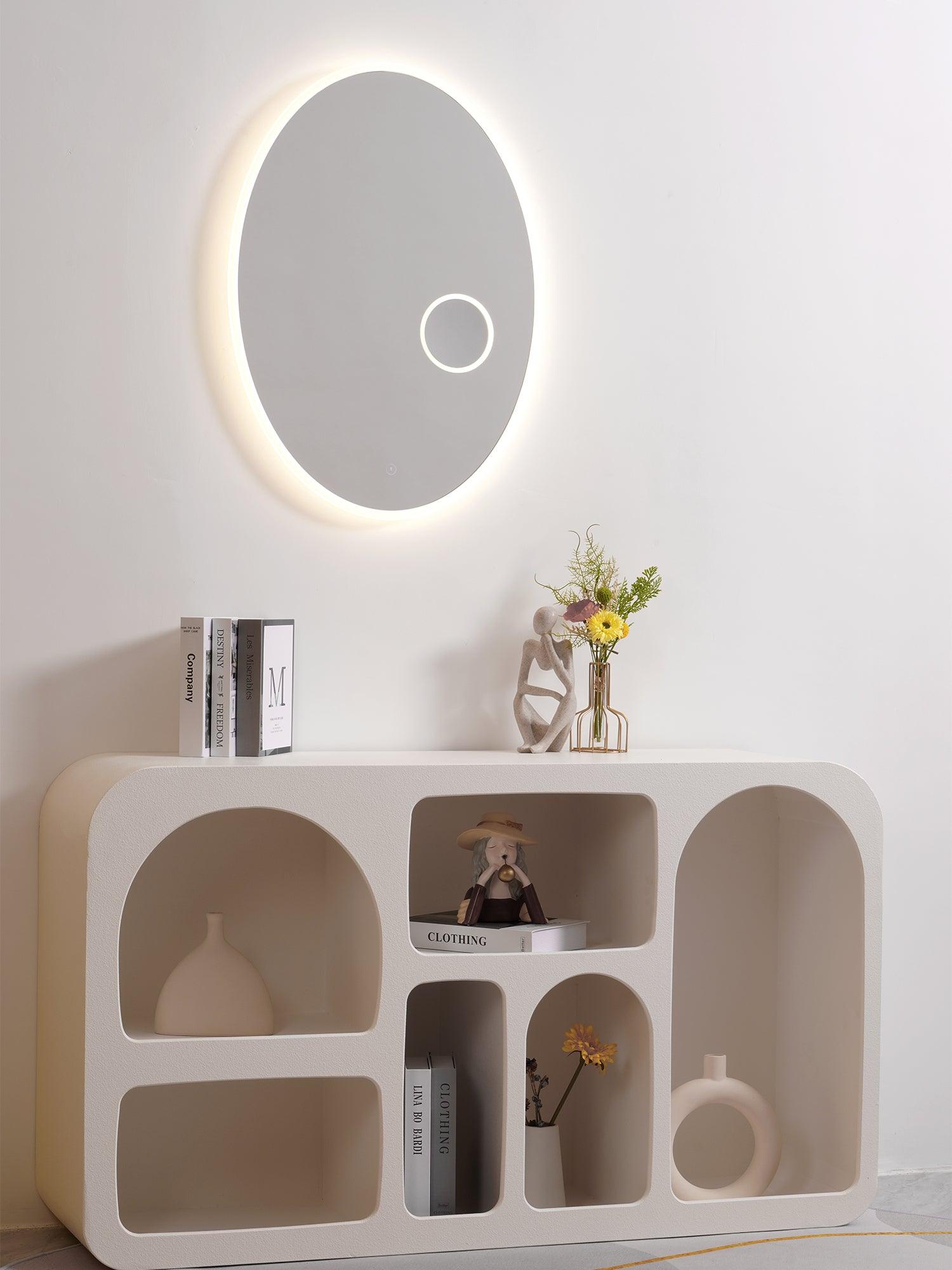 Ovariel Oval Mirror Metal Plastic Wall Light - Blowlighting