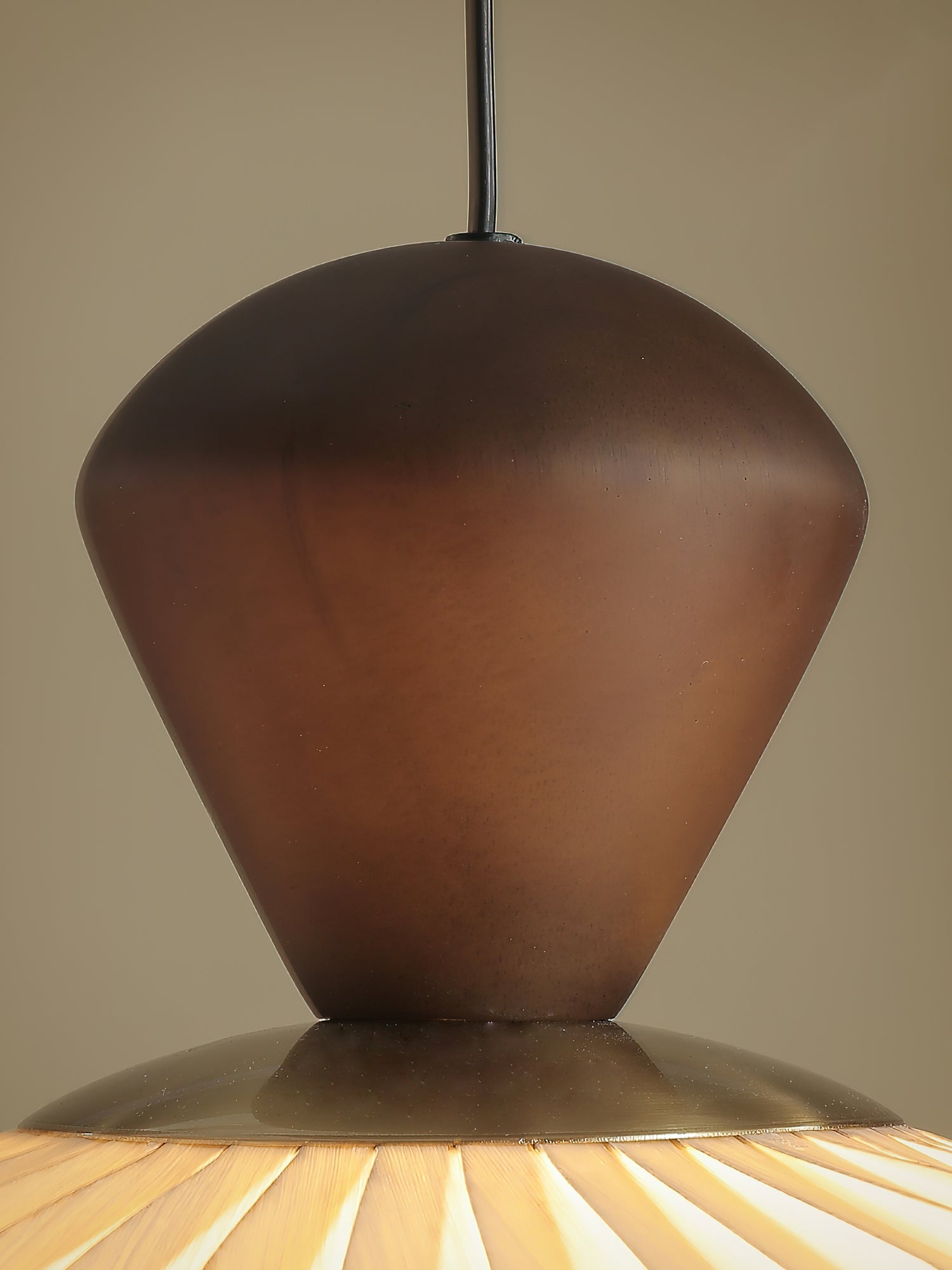 Ovola Métal Bois Plissé Suspension Lumière