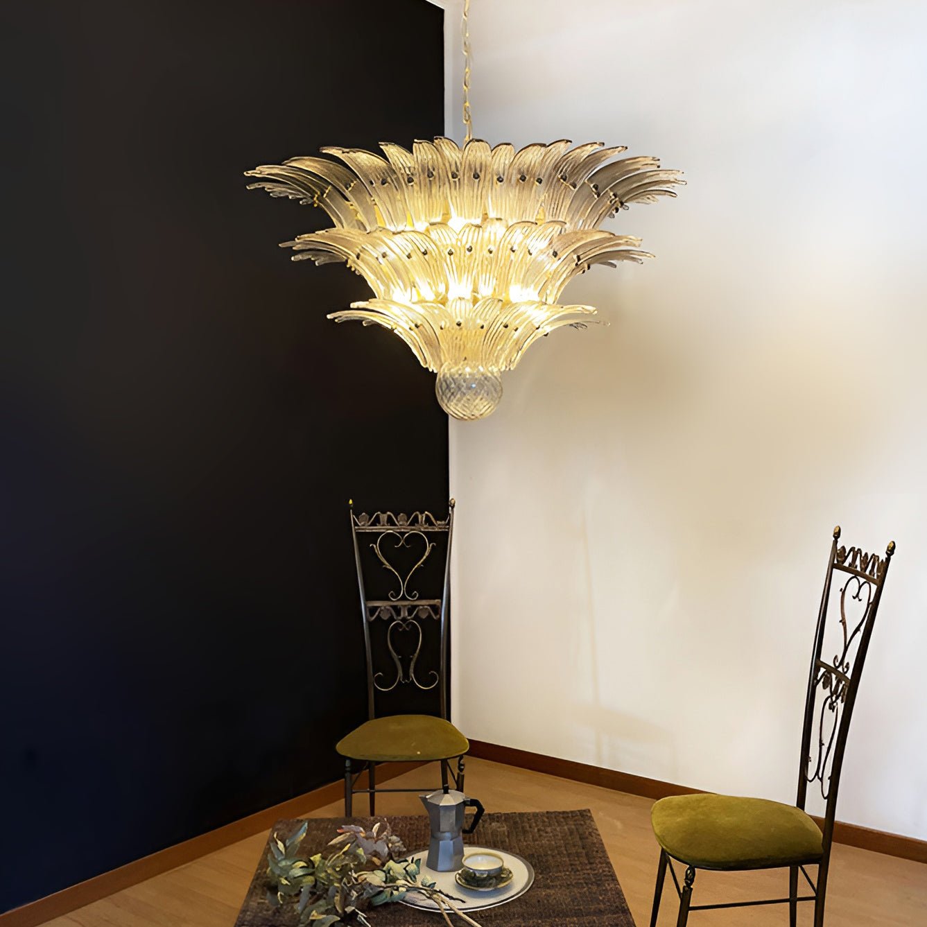 Aurora Chandelier Murano Glass Palm Leaf Tiered - Letslighting