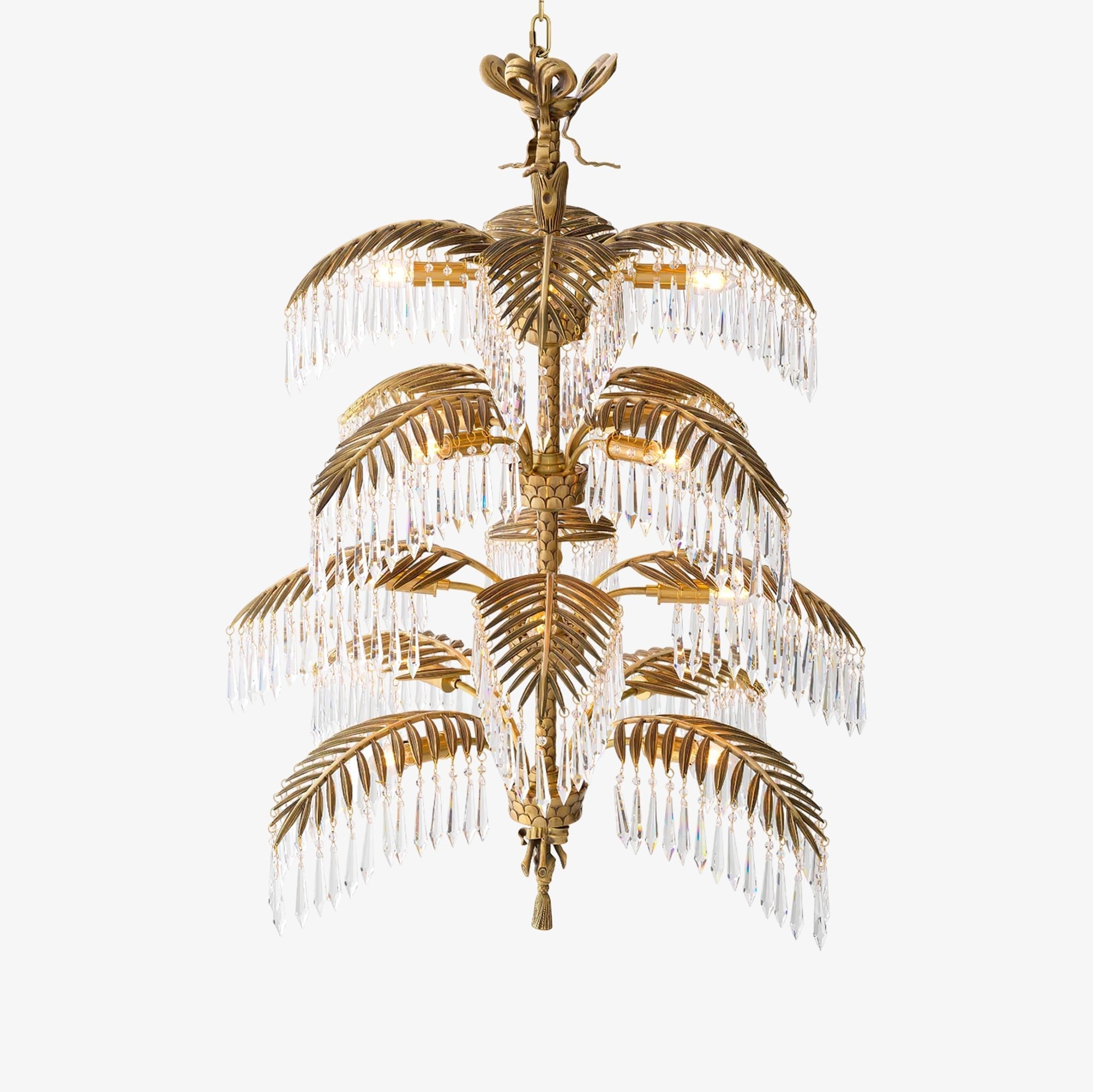 Palmera LED Art Artistique Laiton Cristal Lustre
