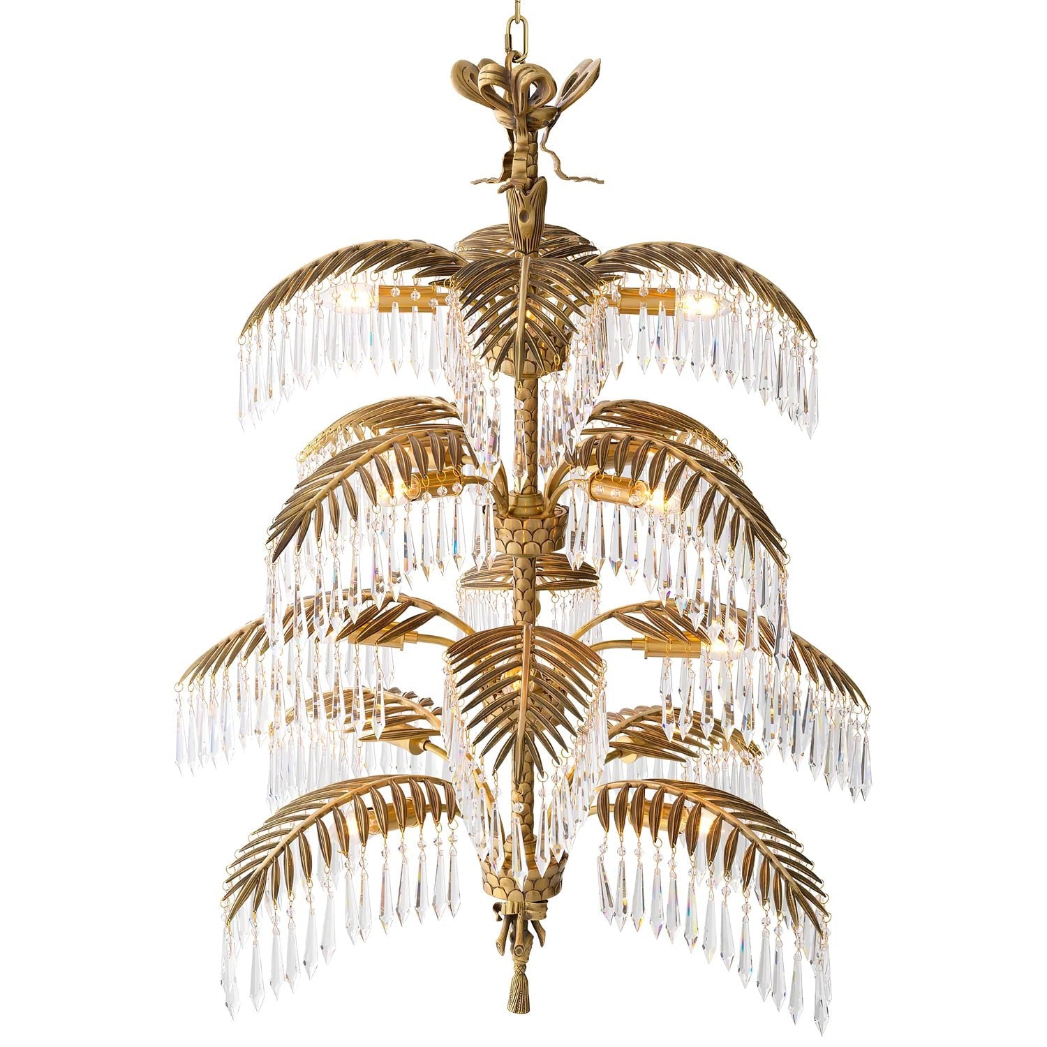 Palmera LED Art Artistique Laiton Cristal Lustre