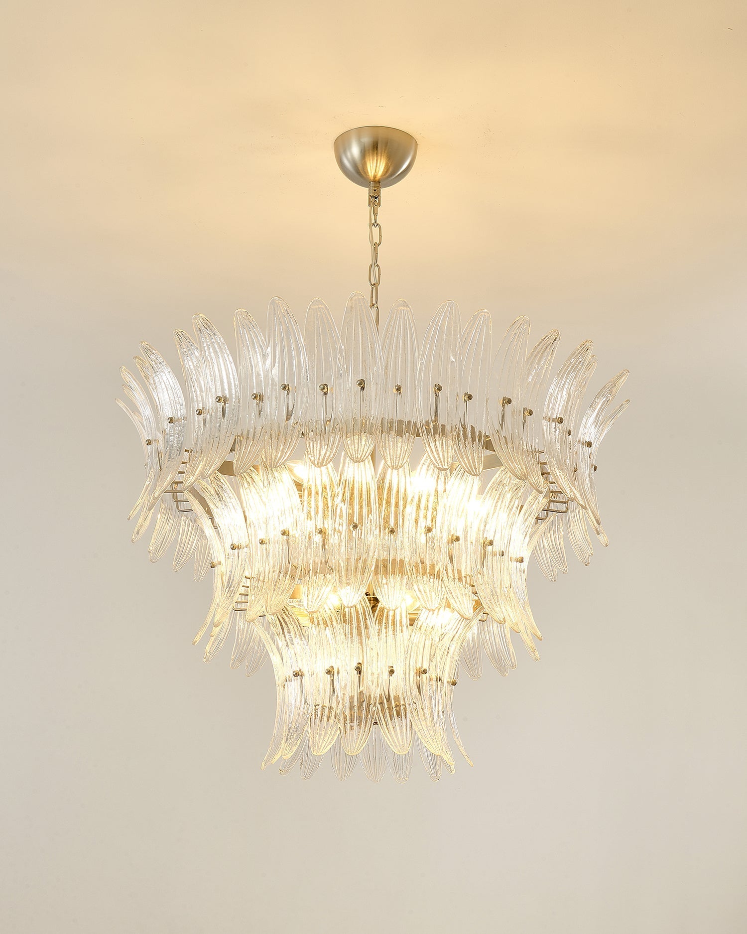Palmette Chandelier Glass Leaf Layered - Letslighting