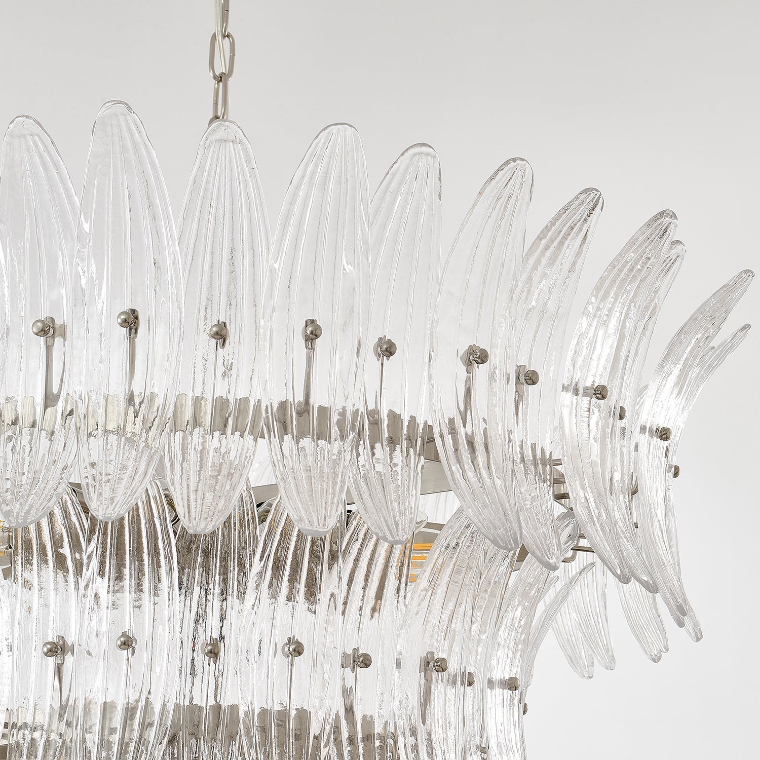 Palmette Chandelier Glass Leaf Layered - Letslighting