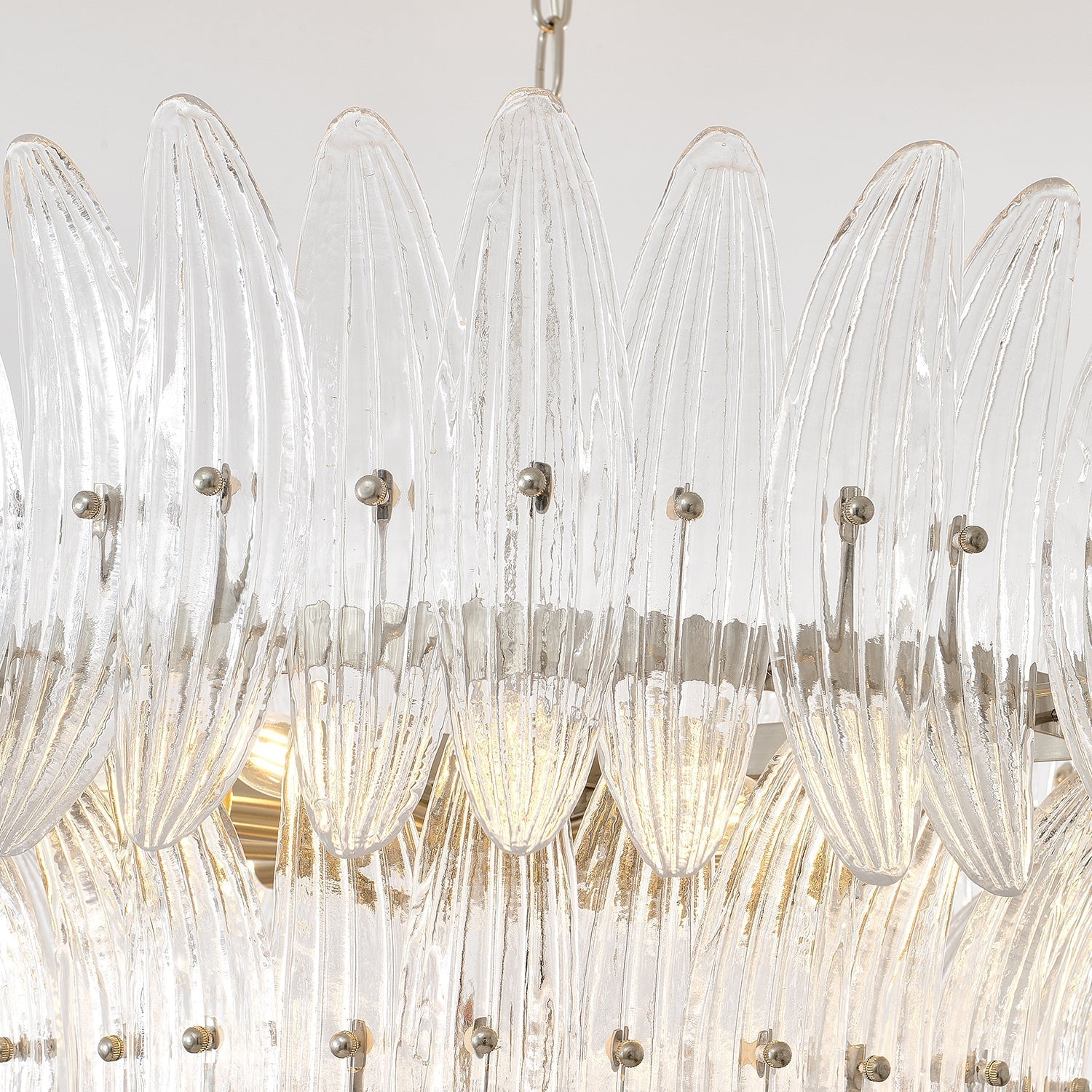 Palmette Chandelier Glass Leaf Layered - Letslighting