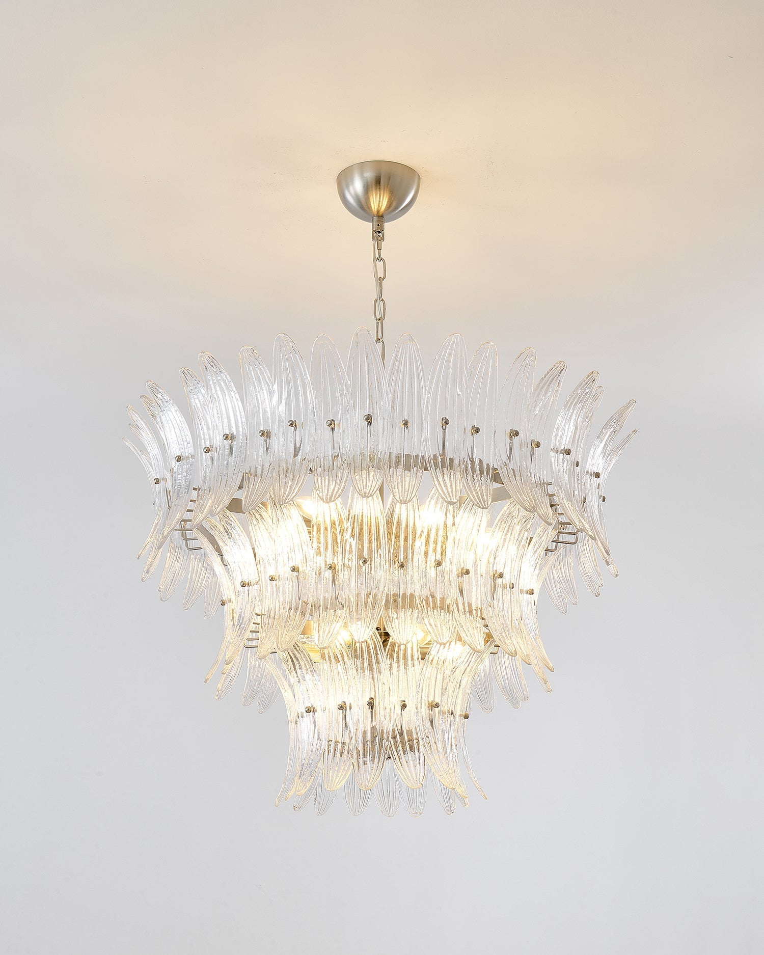 Palmette Chandelier Glass Leaf Layered - Letslighting