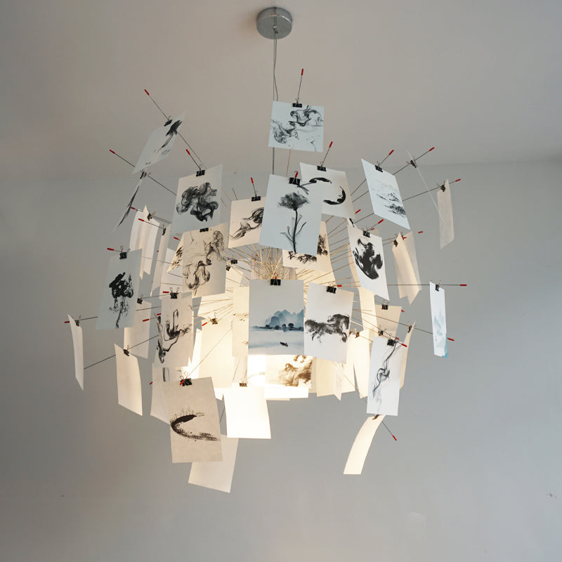 Ortheen Individual Creativity Paper Metal Chandelier - Lamp Copper