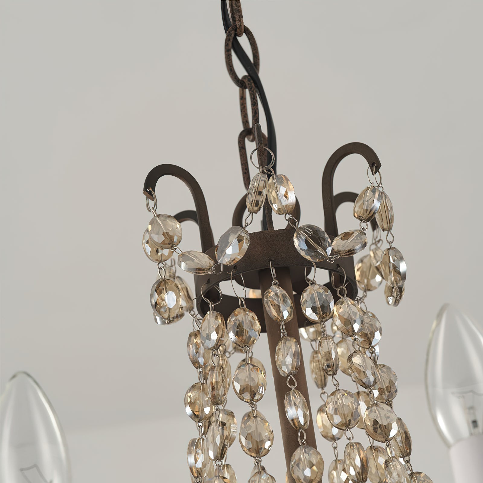 Oraeisra Vintage Flea Market Crystal Chandelier - Lamp Copper