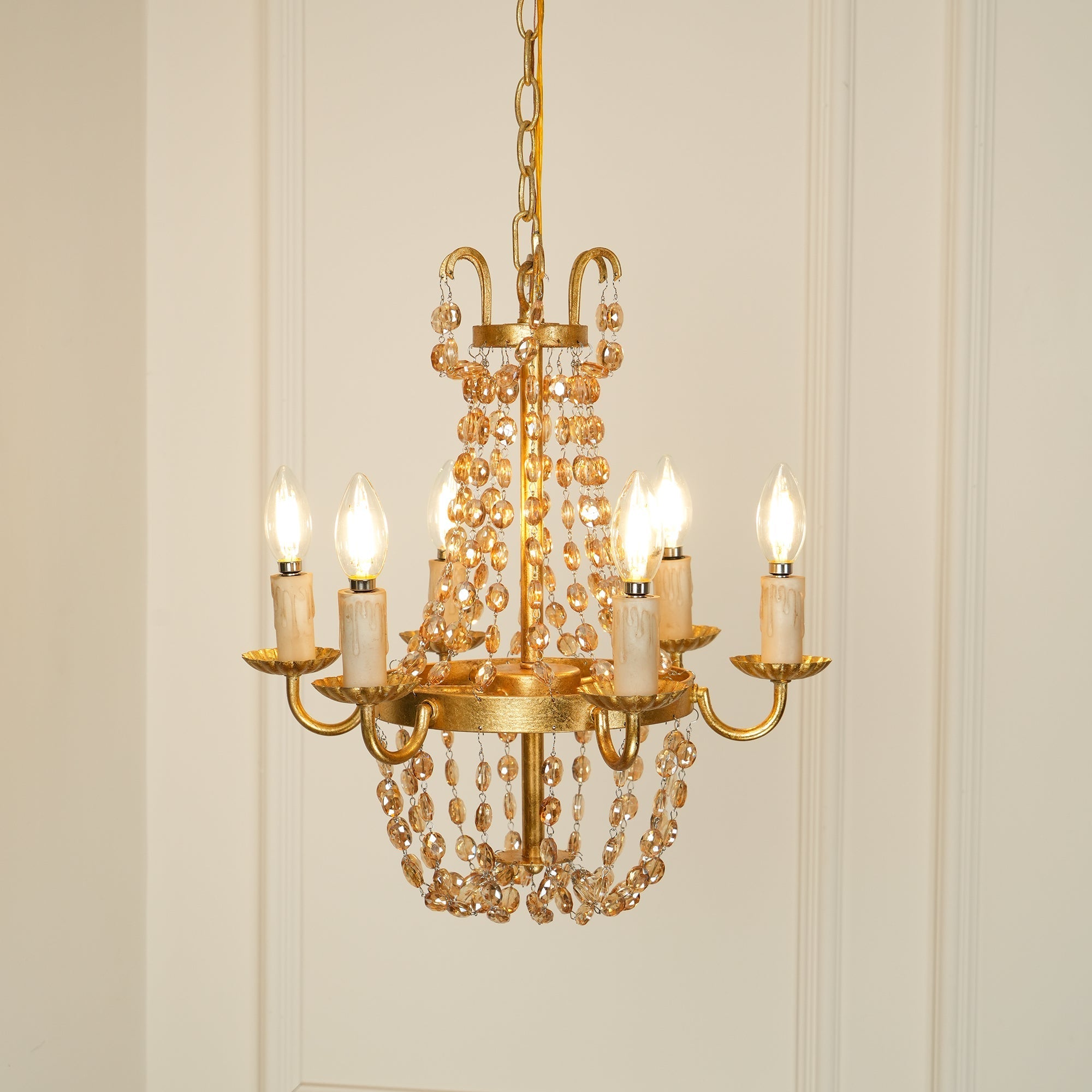 Oraeisra Vintage Flea Market Crystal Chandelier - Lamp Copper