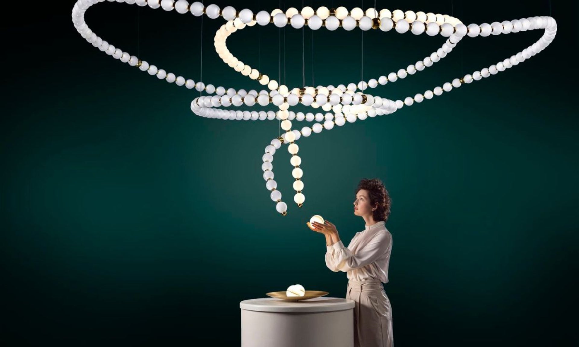 Pearl Suspension Personnalisable Métal Verre Lustre