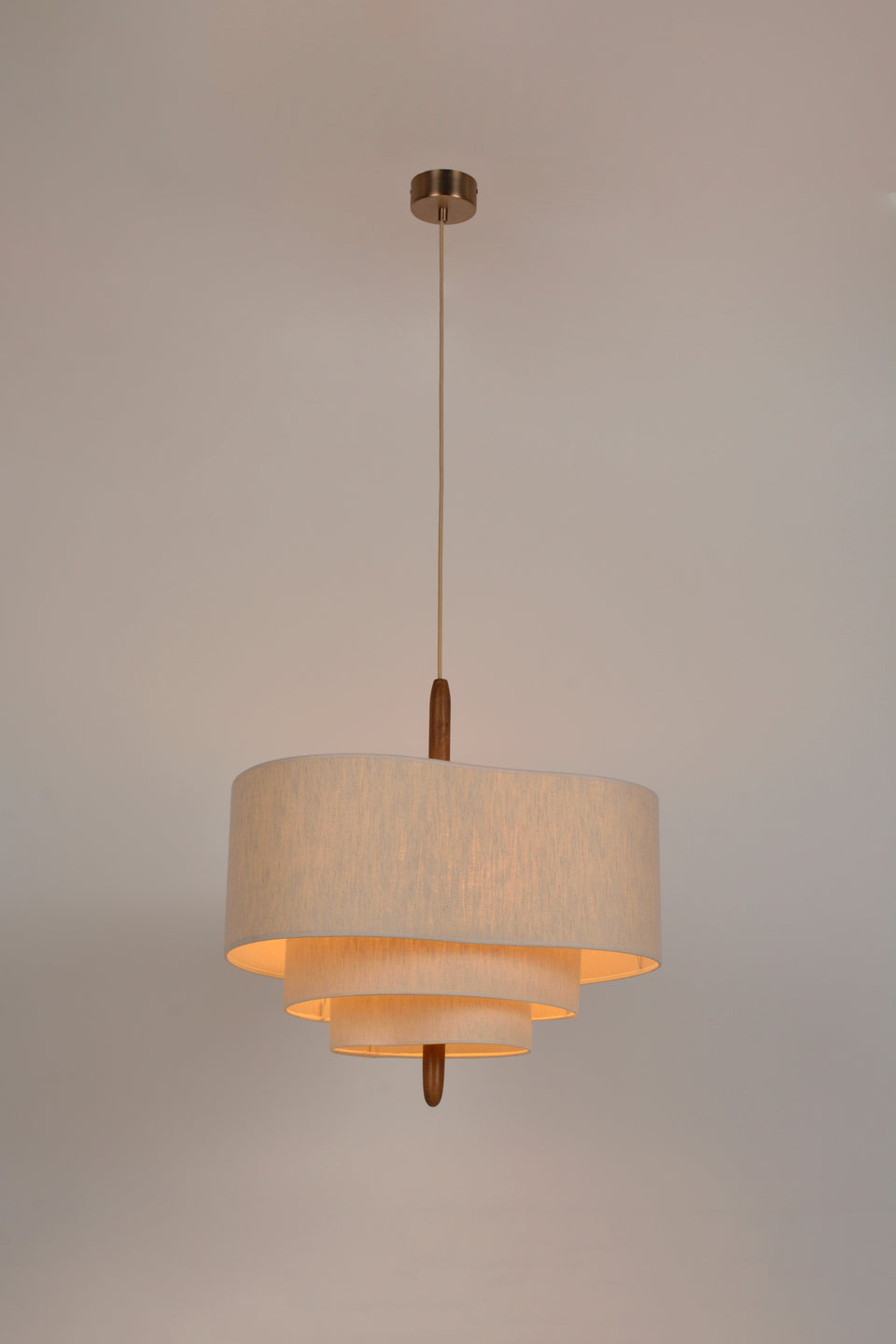 Altheus Premium Nordic Pebble Fabric Metal Pendant Lamp - Lamp Copper
